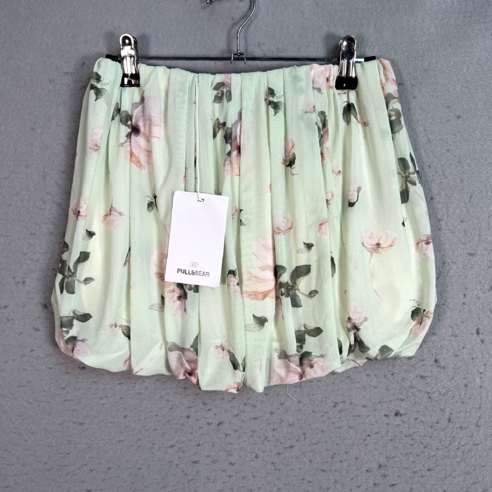 Vintage Pull&Bear Womens Skirt S Floral Green Mini Casual Summer Spring Shirt? Size 28" / US 6 / IT 42 - 2 Thumbnail