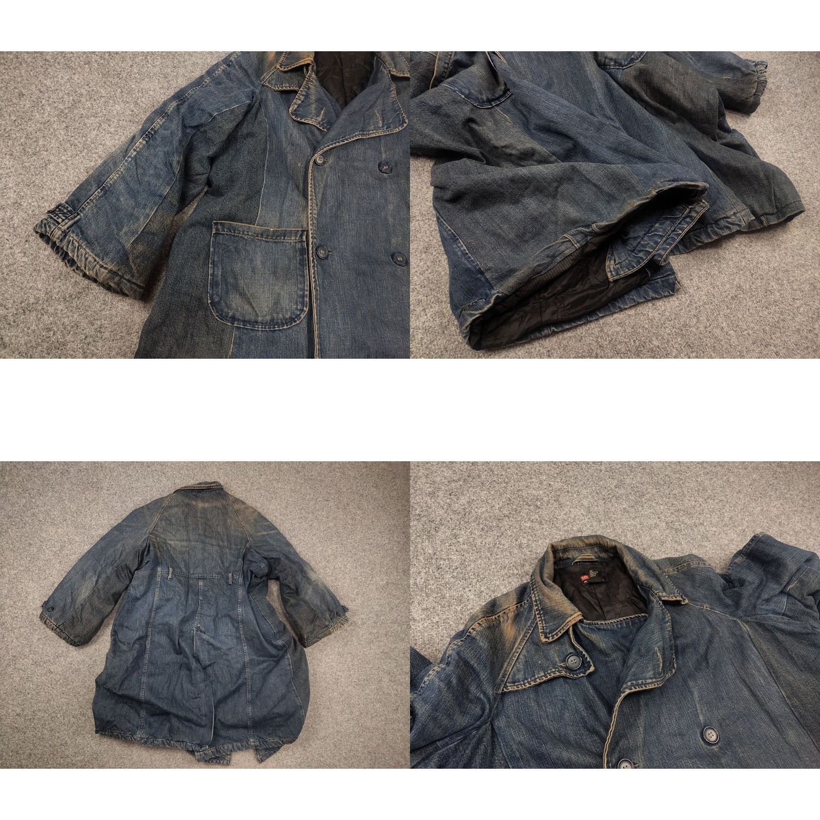 Diesel VINTAGE Diesel Archive Denim Faded double-breasted coat Oversized Jacket XL Blue Denim Archive 90s Grunge Mens Jacket Size US XL / EU 56 / 4 - 8 Thumbnail