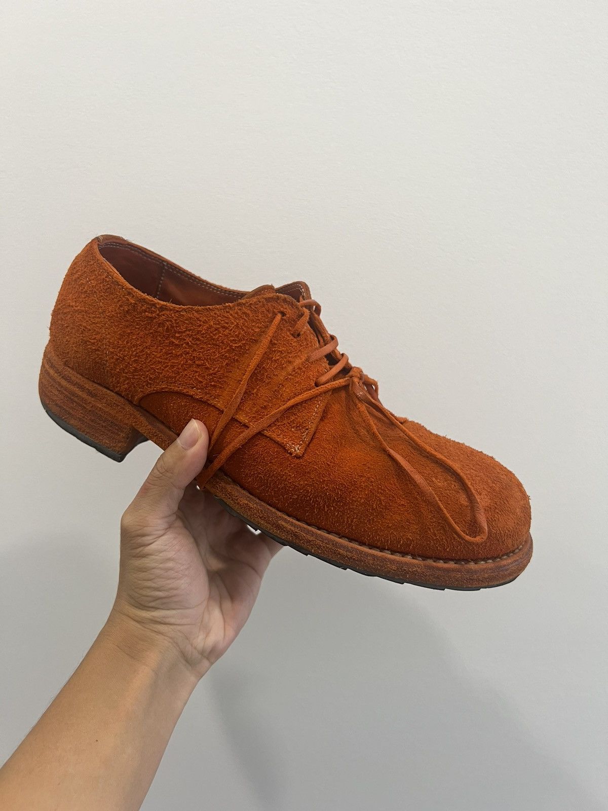 Guidi GUIDI Derby Shoes — Reverse Horse Leather in Burnt Orange Size US 7 / EU 40 - 1 Thumbnail