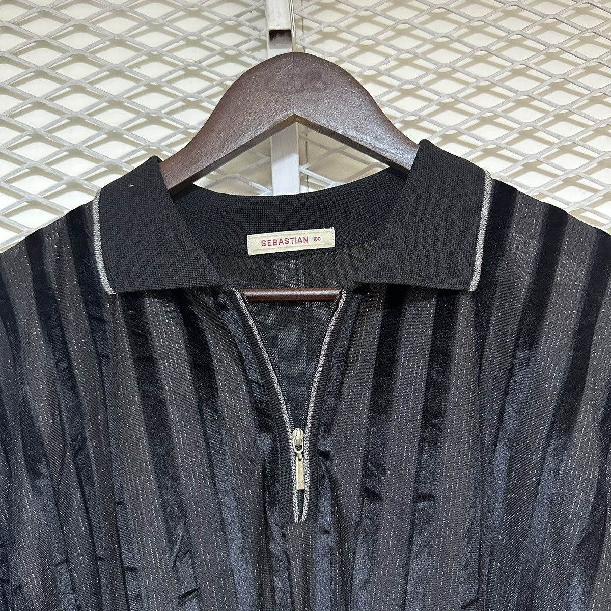 In The Attic Sebastian Striped Glitter Halfzip Golf Shirt Size US M / EU 48-50 / 2 - 6 Thumbnail