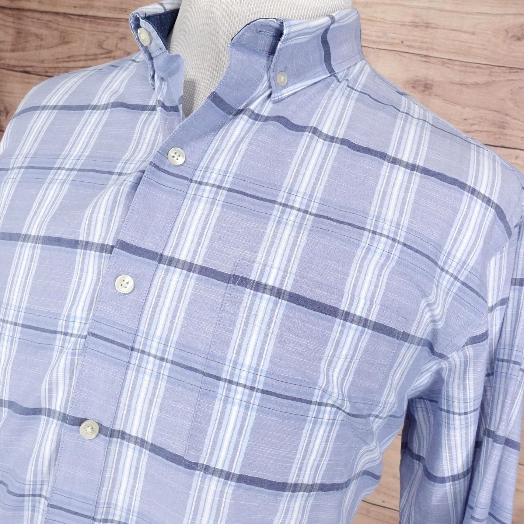 Van Heusen VAN HEUSEN Shirt Mens XL Blue Plaid Classic Fit Button Down Long Sleeve Casual Size US XL / EU 56 / 4 - 2 Thumbnail