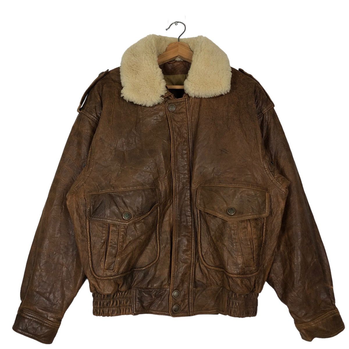 Genuine Leather 🔥80’s Vintage Bomber Leather Jacket Santa Barbara Polo Club Size US L / EU 52-54 / 3 - 1 Thumbnail