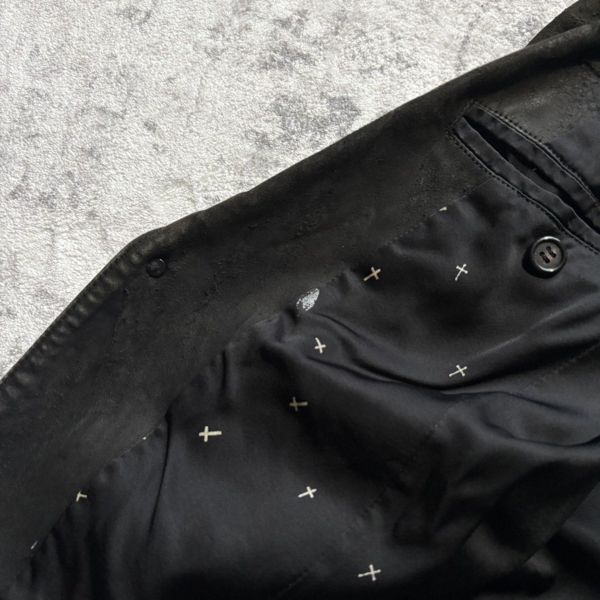 Undercover Undercover AW02 Blistered Leather Cross Blazer | Size S Size 36R - 7 Thumbnail