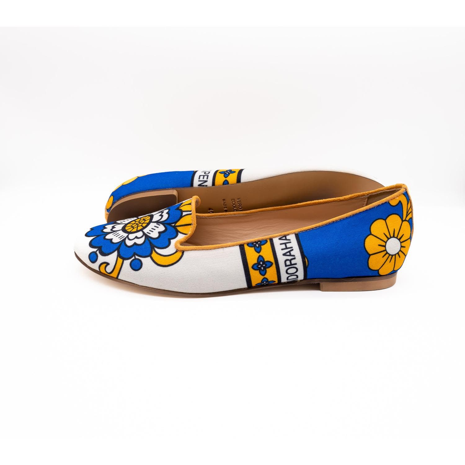BIZU Chic Ballet Flats, Loafers - White & Blue, Neema Size US 9 / IT 39 - 2 Thumbnail