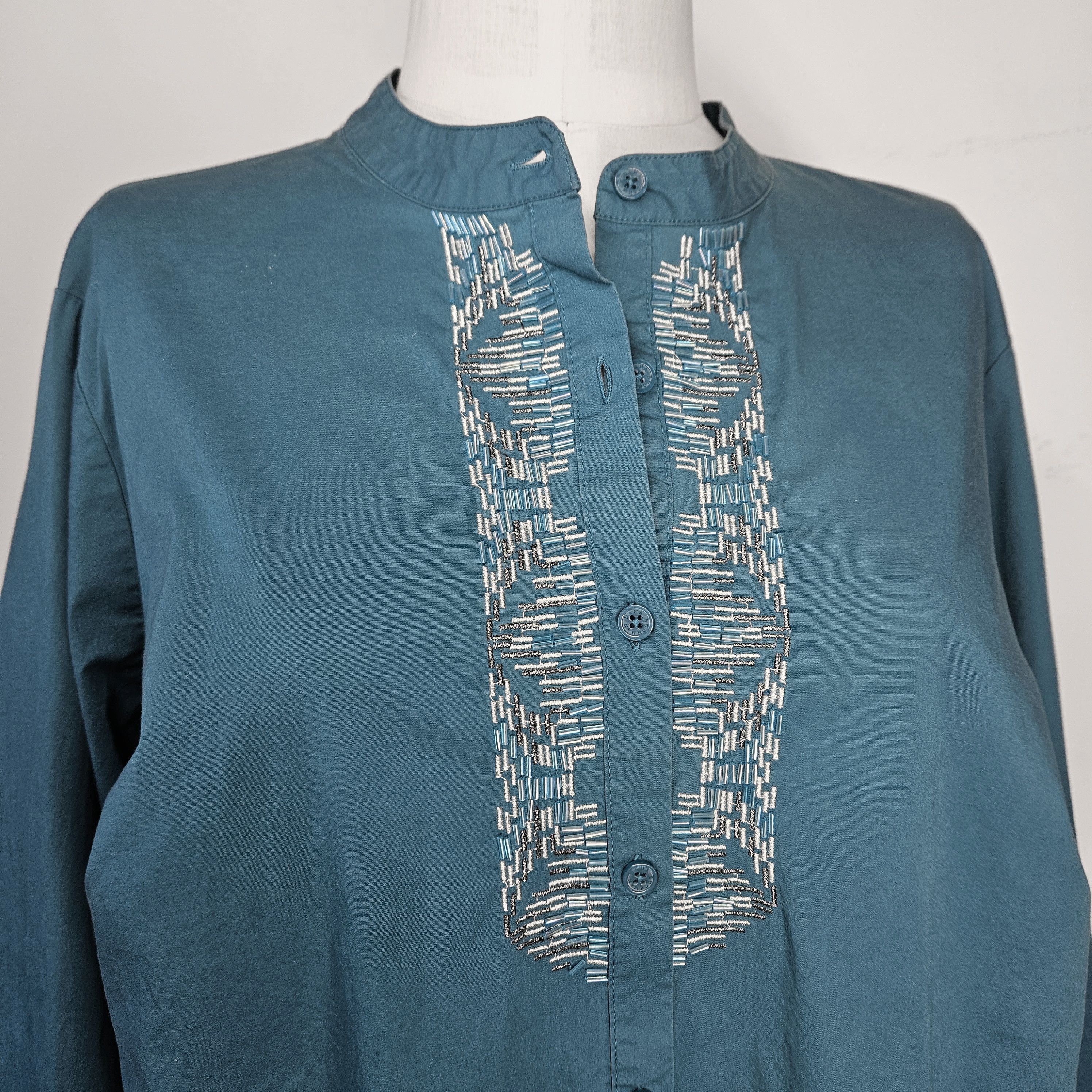 Other Dana Buchman Sze 2X Shirt Button Down 100% Cotton Beaded Size XXL / US 16-18 / IT 52-54 - 7 Thumbnail