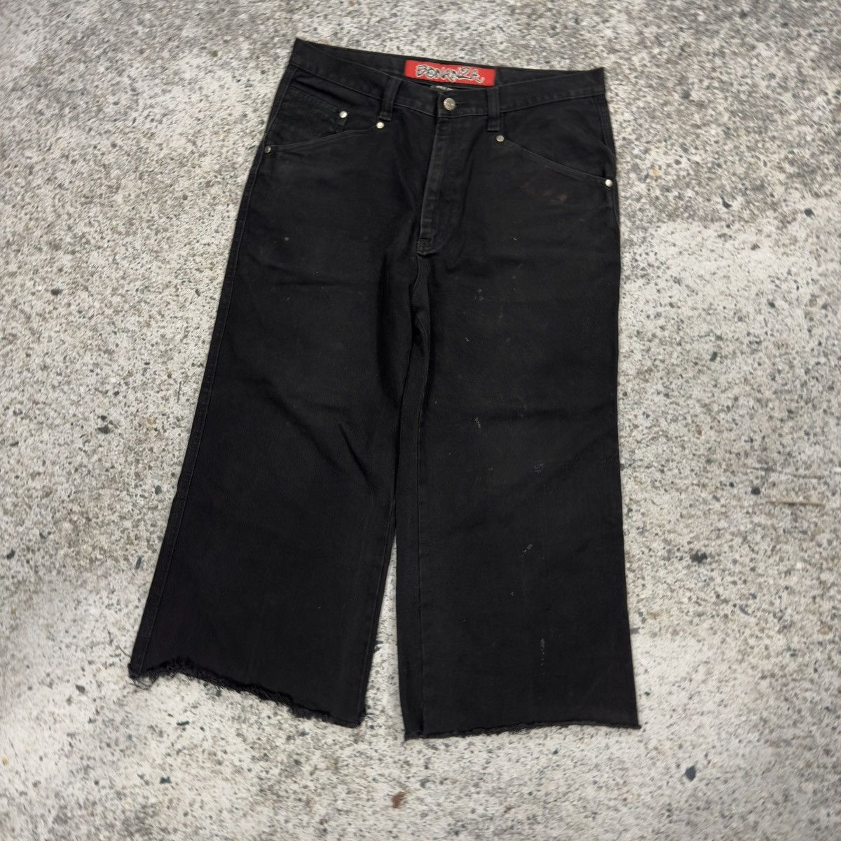 Vintage 90s Baggy Wide Leg Long Black Denim Shorts ERD Grunge Skater Size US 34 / EU 50 - 9 Thumbnail
