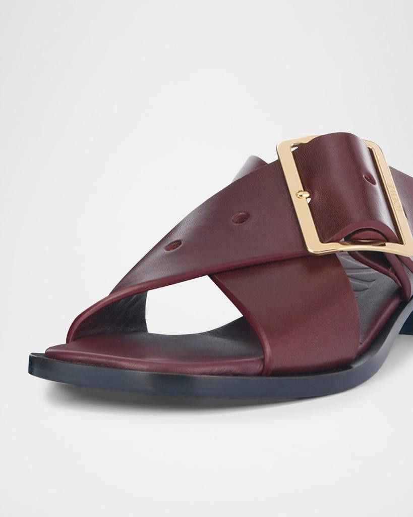 Loewe o1in1g0526 Petal Leather Buckle Slide Sandals in Burgundy Size US 8 / IT 38 - 6 Thumbnail