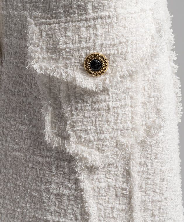 Balmain o1s1wg110825 Tweed Skirt With Fringe in White Size 30" / US 8 / IT 44 - 5 Thumbnail