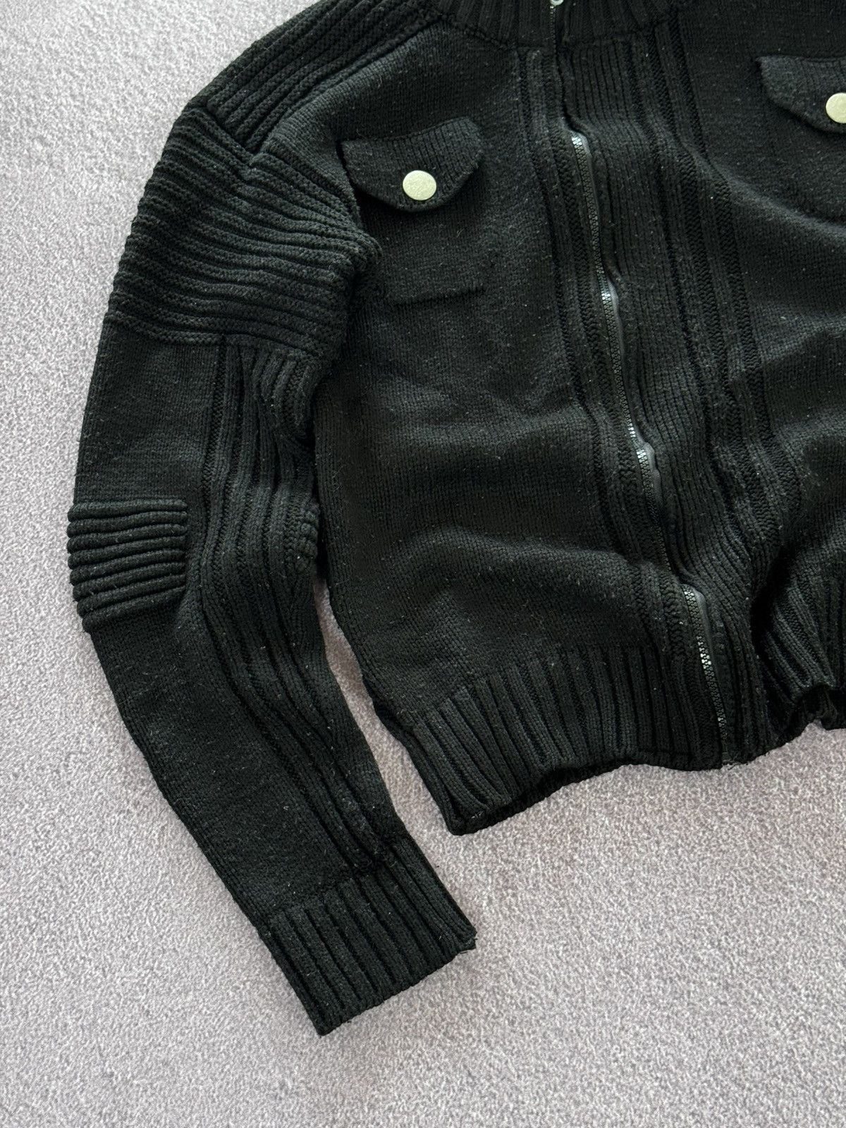Japanese Brand 00’s Aesthetic Y2K Asymmetrical Zip Ribbed Sweater Size L / US 10 / IT 46 - 7 Thumbnail