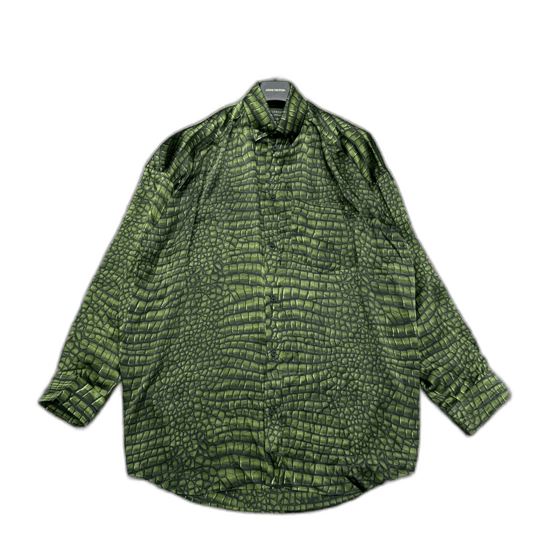 Balenciaga Crocodile Silk Long Sleeve Shirt
