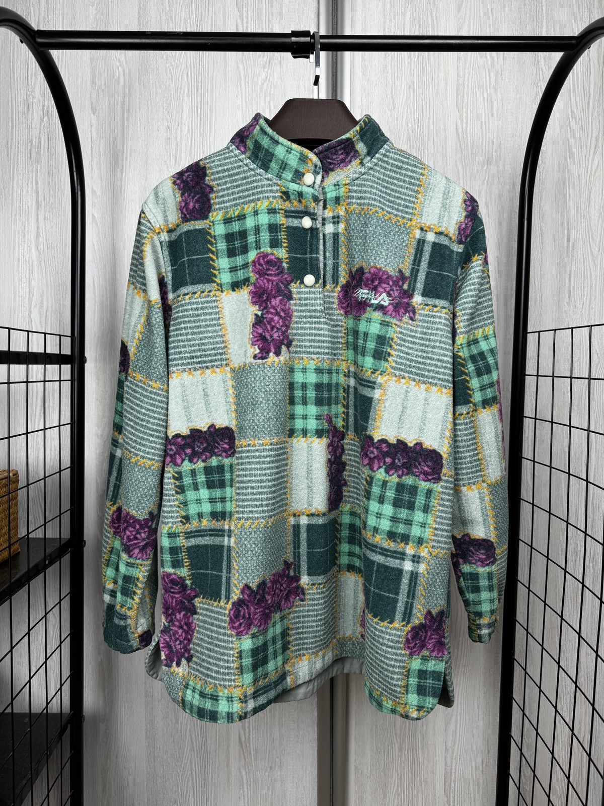 Fila Vintage 90s Fila patchwork logo half-button Snap-T oversized Size XL / US 12-14 / IT 48-50 - 1 Thumbnail
