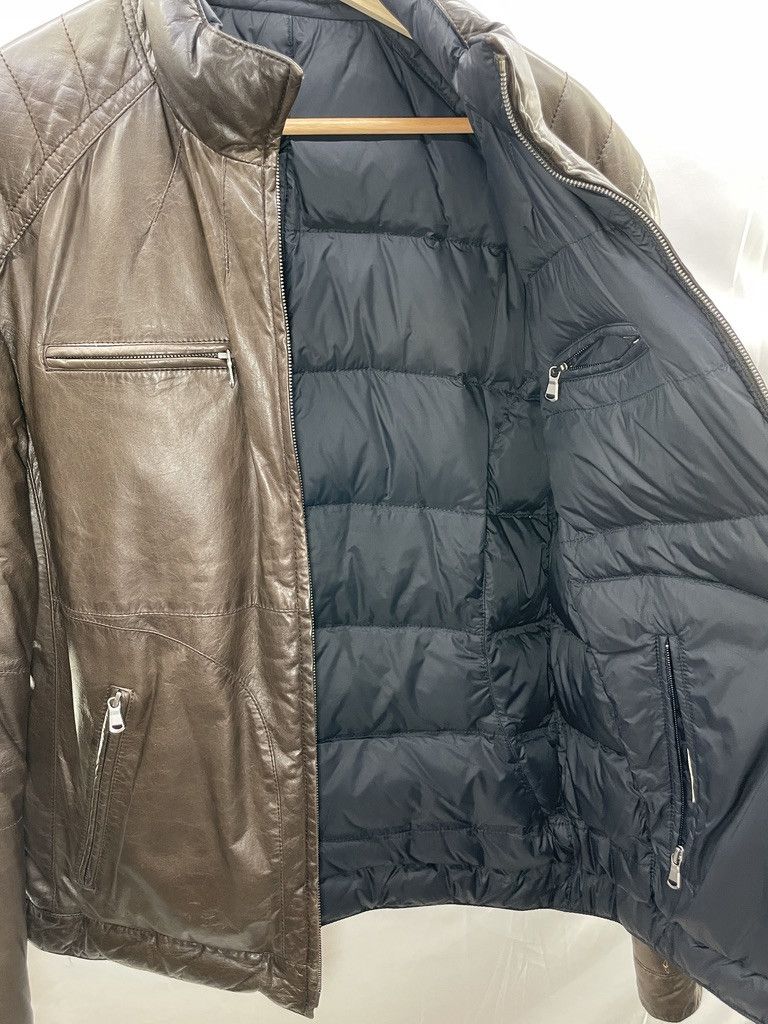 Brunello Cucinelli BRUNELLO CUCINELLI Brown Leather Nylon Blue Bomber Jacket Size US L / EU 52-54 / 3 - 20 Thumbnail