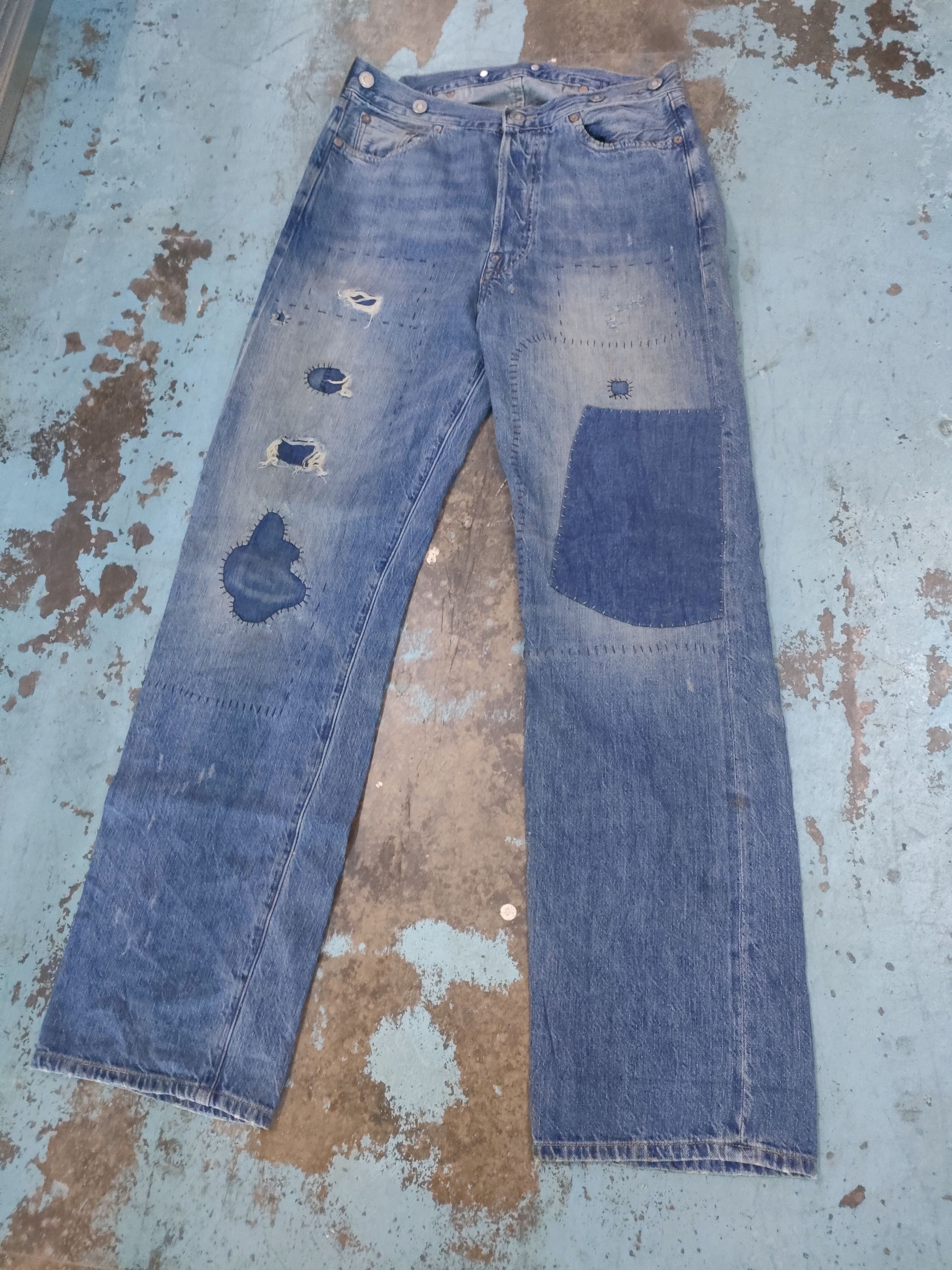 Levi's Vintage Clothing Levi's Patch Bovine Leather Patchwork Selvedge Jeans Size US 29 - 3 Thumbnail