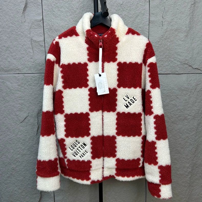Louis Vuitton Nigo checkerboard polar fleece teddy jacket
