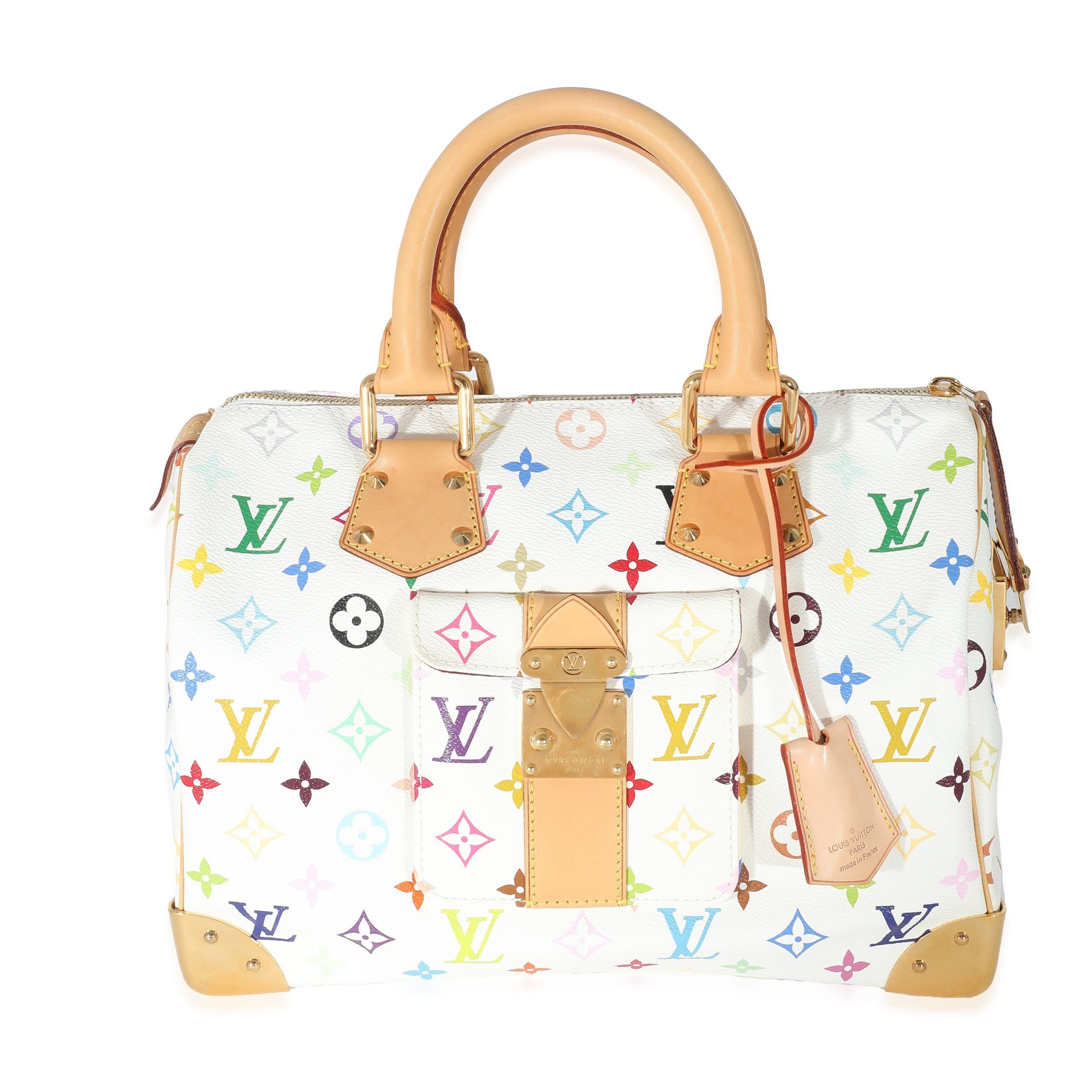 image of Louis Vuitton X Takashi Murakami Multicolor Monogram Canvas Speedy 30 in White, Women's