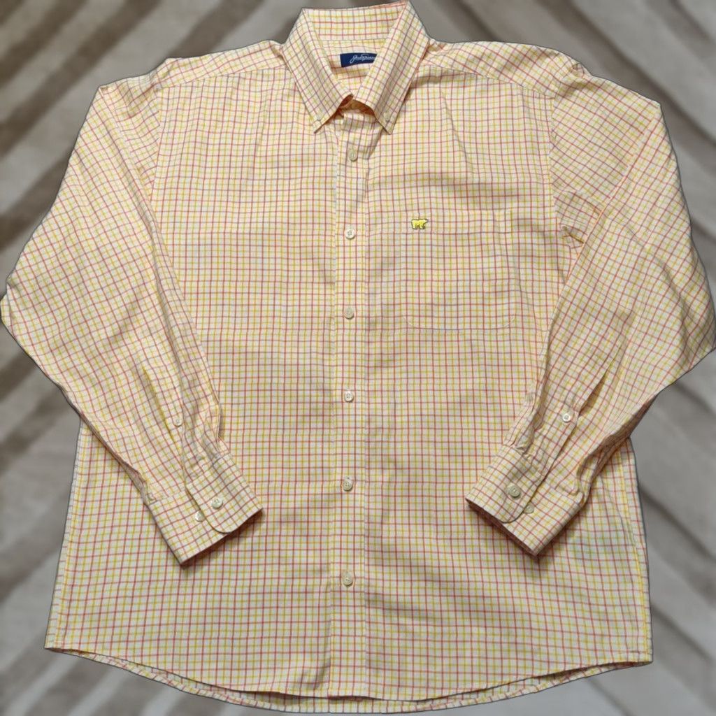 Vintage JACK NICKLAUS Men L Yellow Orange Check 100% Cotton Button-Up Shirt EUC Size US L / EU 52-54 / 3 - 1 Thumbnail