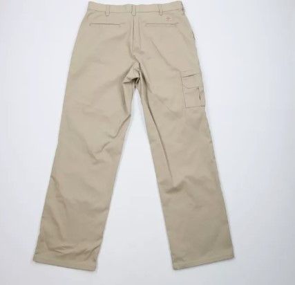 Dickies × Vintage Vintage Dickies Spell Out Wide Leg Dungaree Work Pants Beige Size 34" / US 12 / IT 48 - 8 Thumbnail