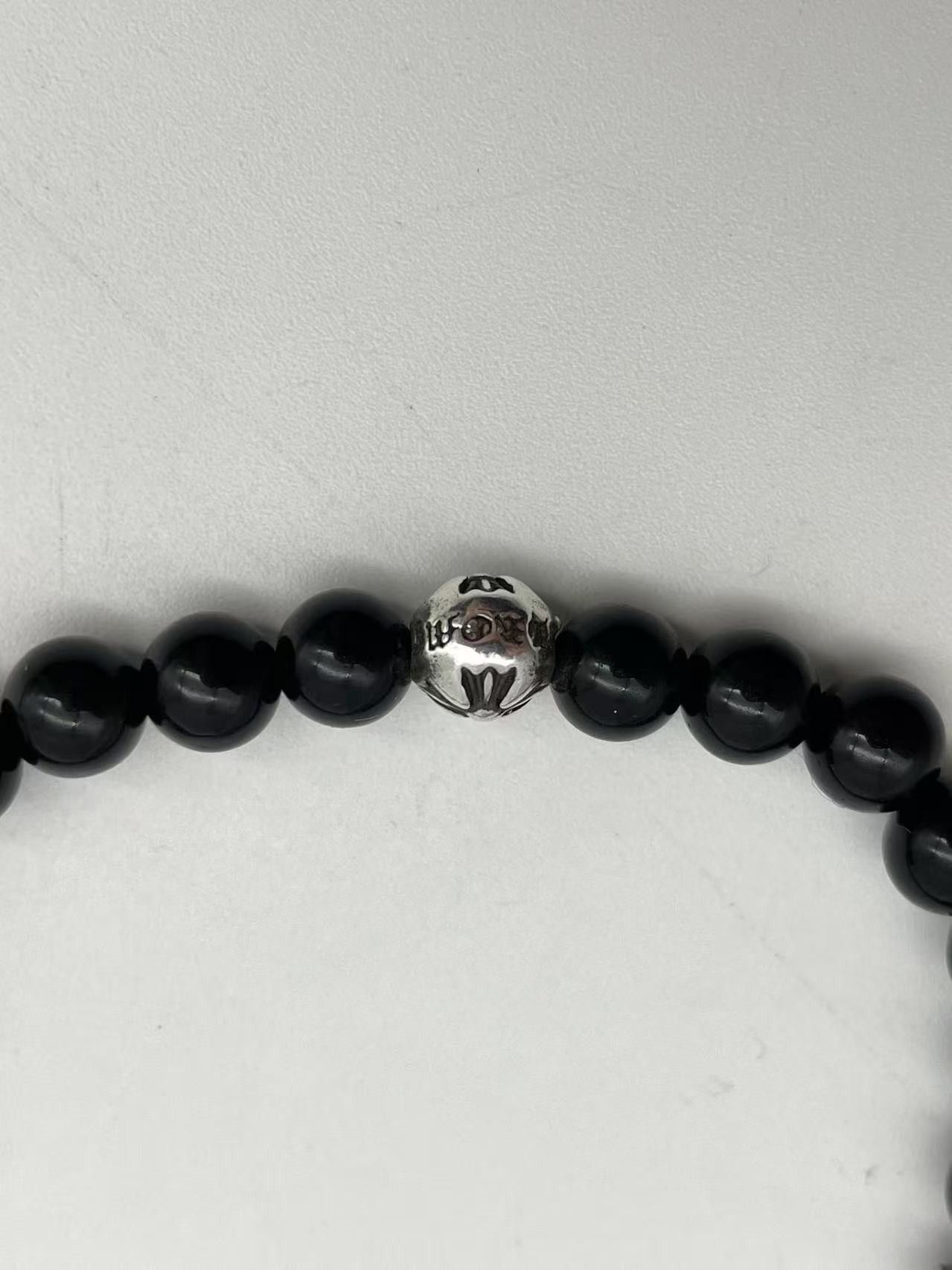 Chrome Hearts Chrome Hearts 6mm Beaded Obsidian Silver Cross Ball Bracelet Size ONE SIZE - 6 Thumbnail