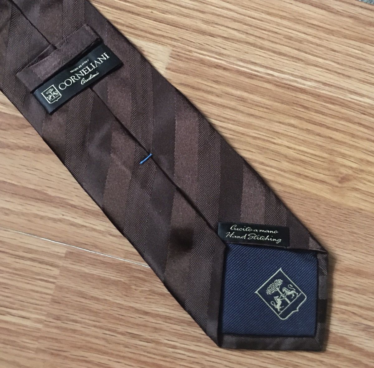 Corneliani Corneliani Brown Stripped Classic Silk Mens Tie Size ONE SIZE - 1 Thumbnail