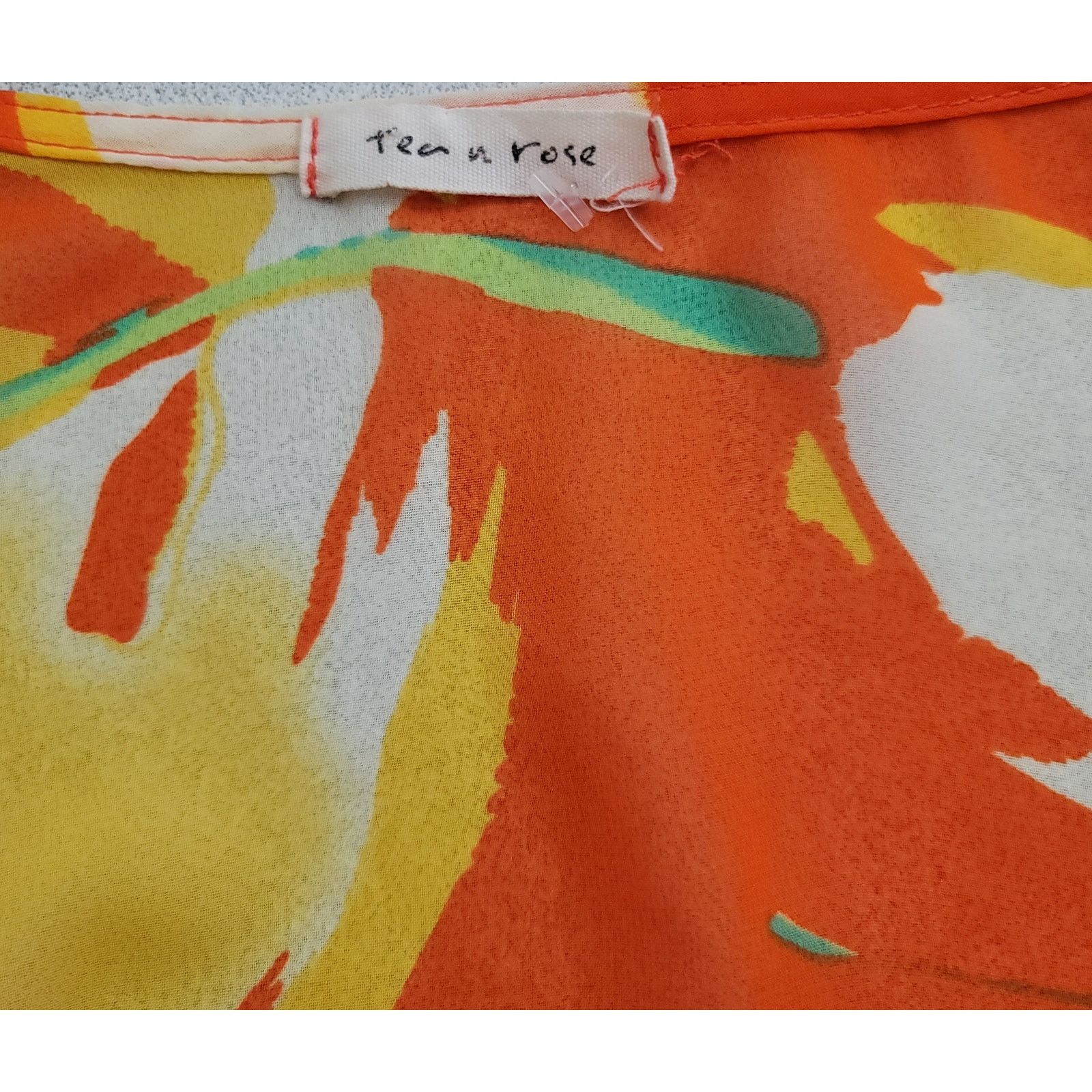 Other Tea N Rose Orange Floral Open Front Sheer Kimono Medium Size M / US 6-8 / IT 42-44 - 4 Thumbnail