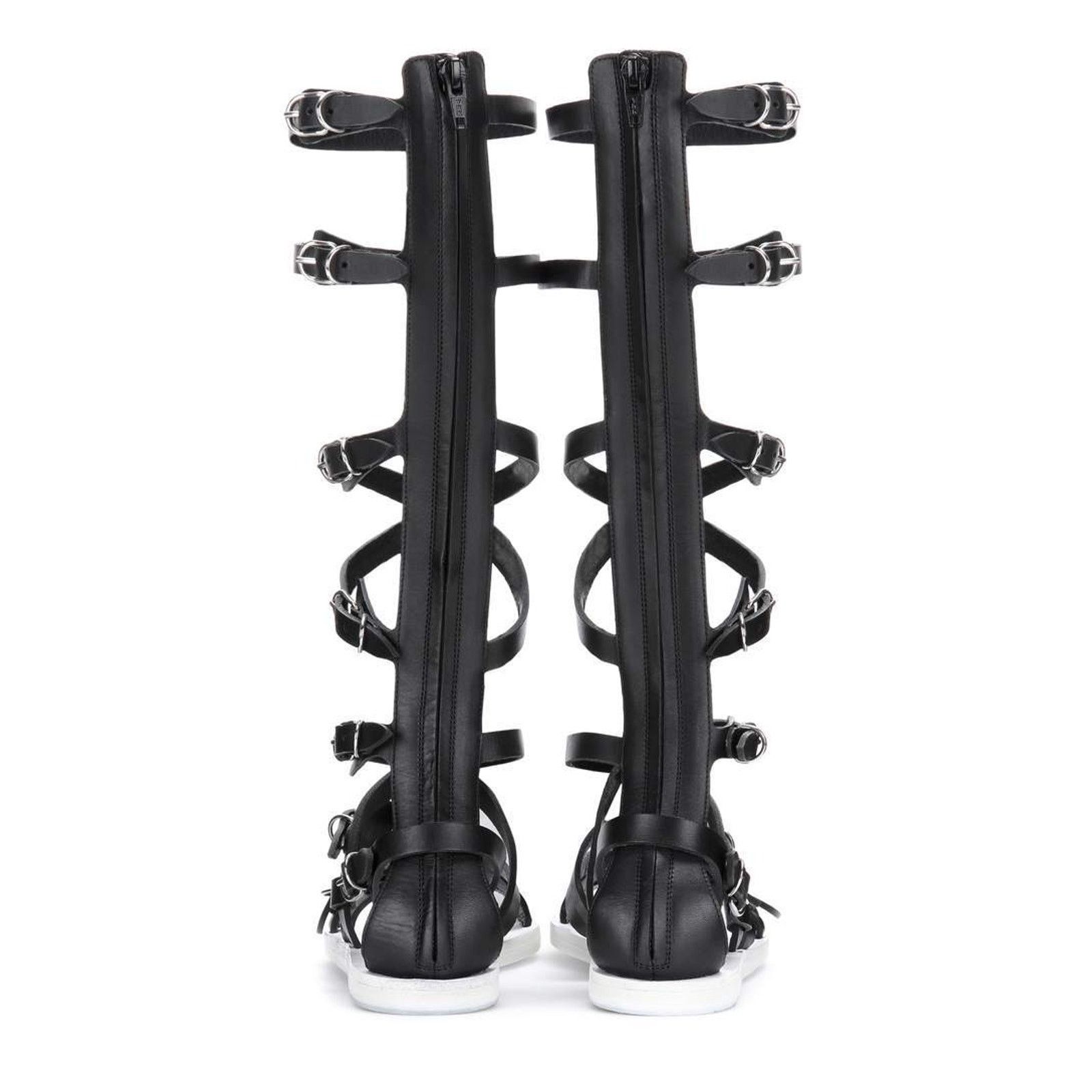 Balenciaga NEW BALENCIAGA BLACK LEATHER GLADIATOR TALL FLAT SANDALS 38 Size US 8 / IT 38 - 5 Thumbnail