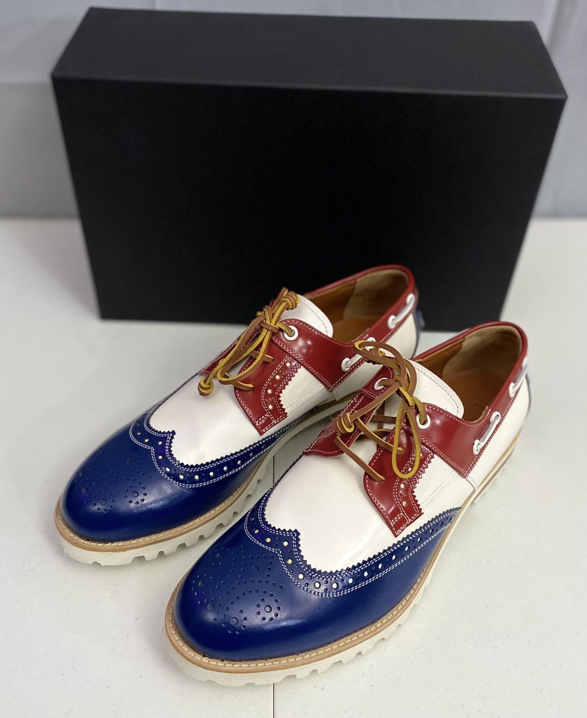 Dsquared2 Dsquared2 🇮🇹 R/W/B Leather Handmade Brogue Boat Shoes 9 NEW Size US 9 / EU 42 - 1 Thumbnail