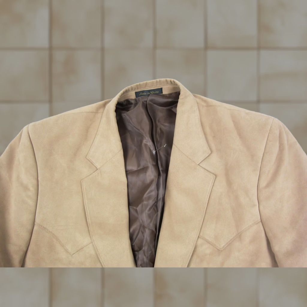Velvet VINTAGE Circle S Jacket Mens 42R Brown Faux Suede Velvet Blazer 90s Blazer Mens 42 Brown 80s 90s Circle S Jacket Size 42R - 1 Thumbnail