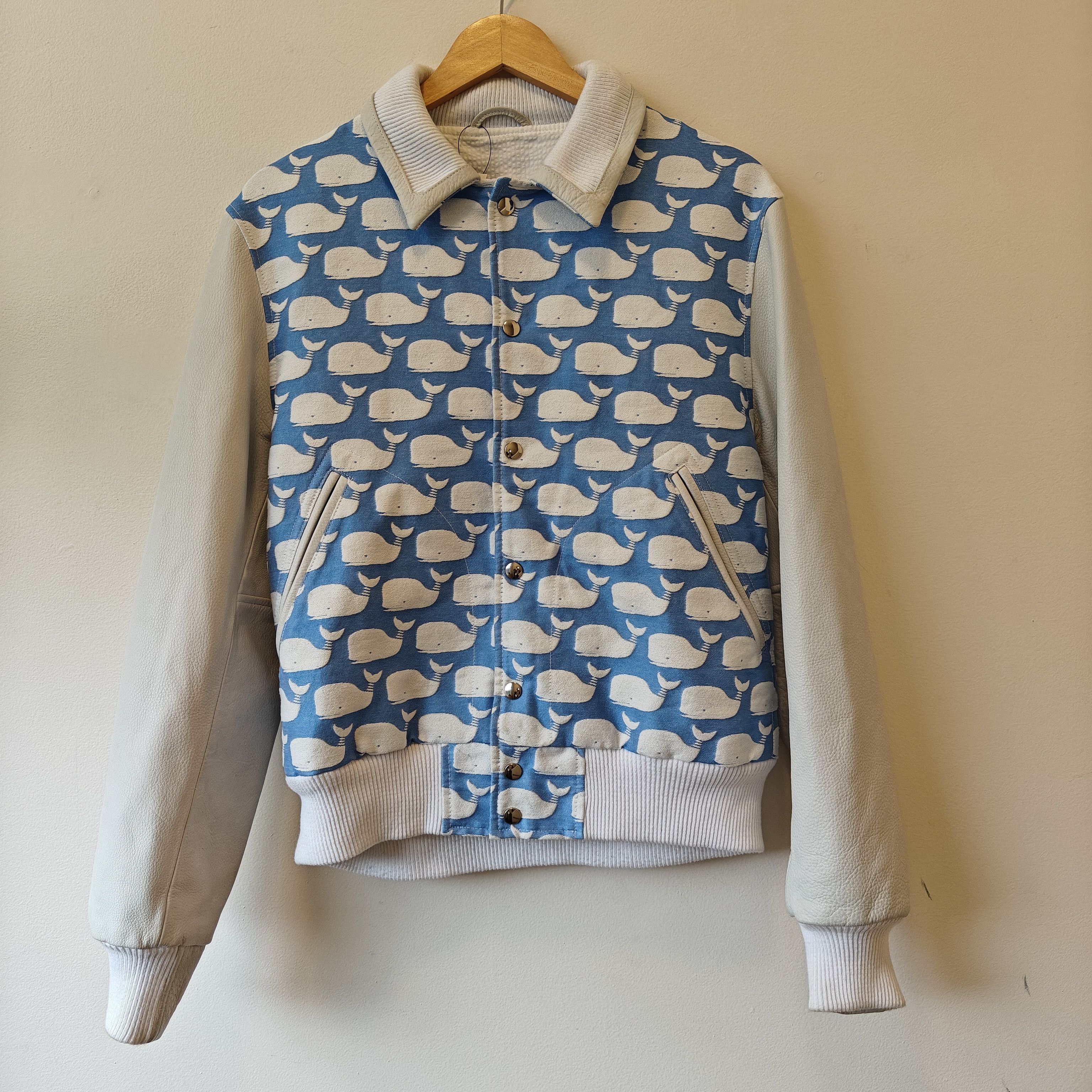 Thom Browne Archive Whale Leather Varsity Jacket (Made In USA) Size US S / EU 44-46 / 1 - 2 Thumbnail