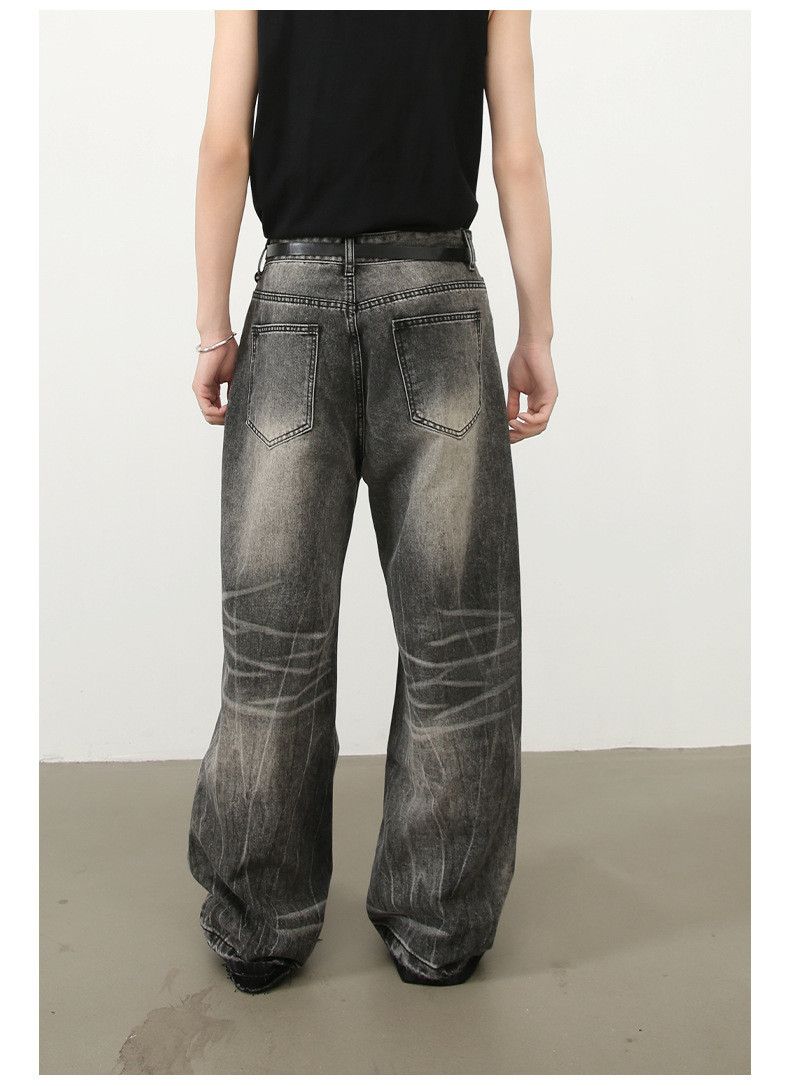 Japanese Brand × Jean Men's whisker straight raw edge washed distressed jeans Size US 32 / EU 48 - 6 Thumbnail