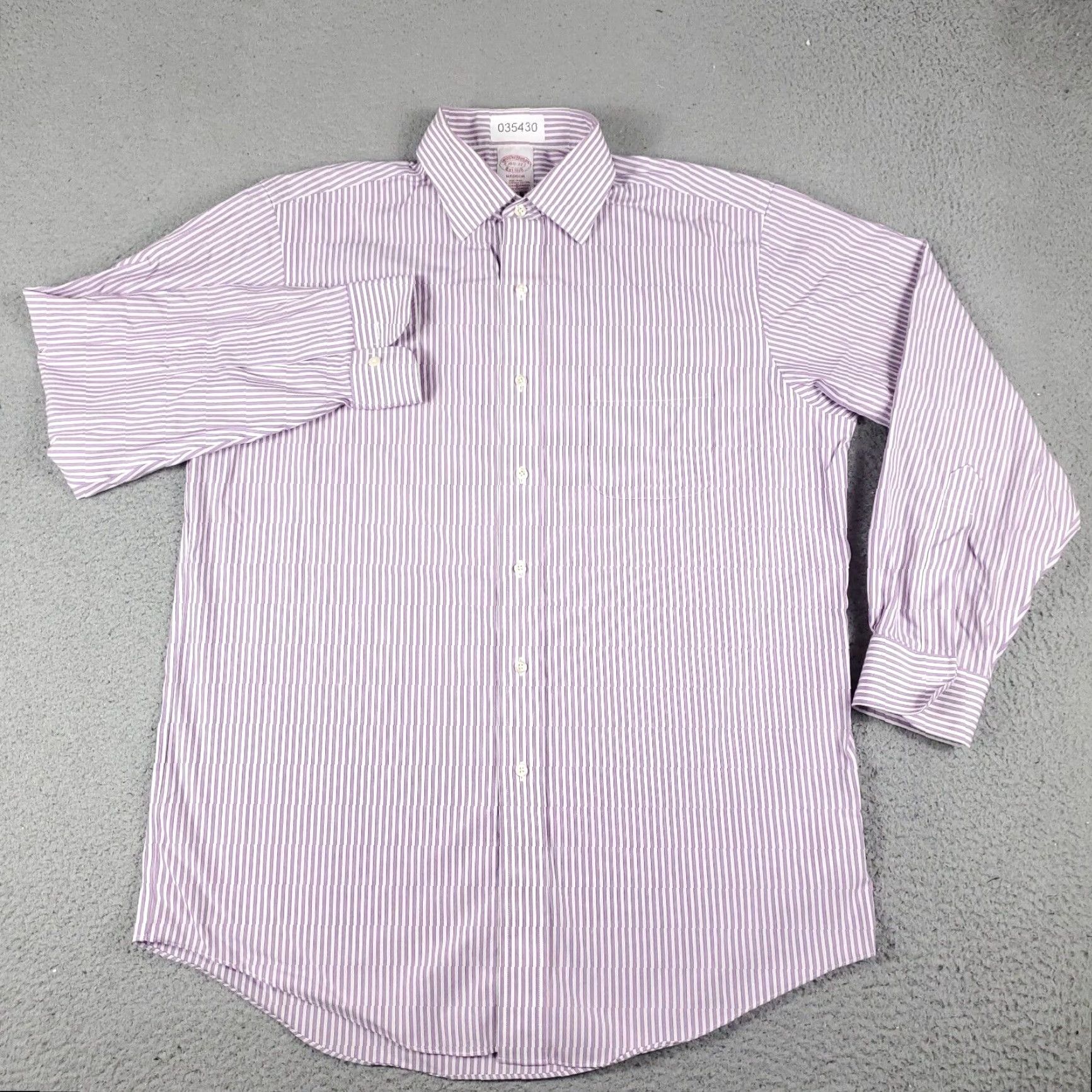 Brooks Brothers Brooks Brothers Dress Shirt Adult 15.5 Purple Striped Long Sleeve Button-Up Cotton Regular Non-Iron Mens Size 40R - 2 Thumbnail