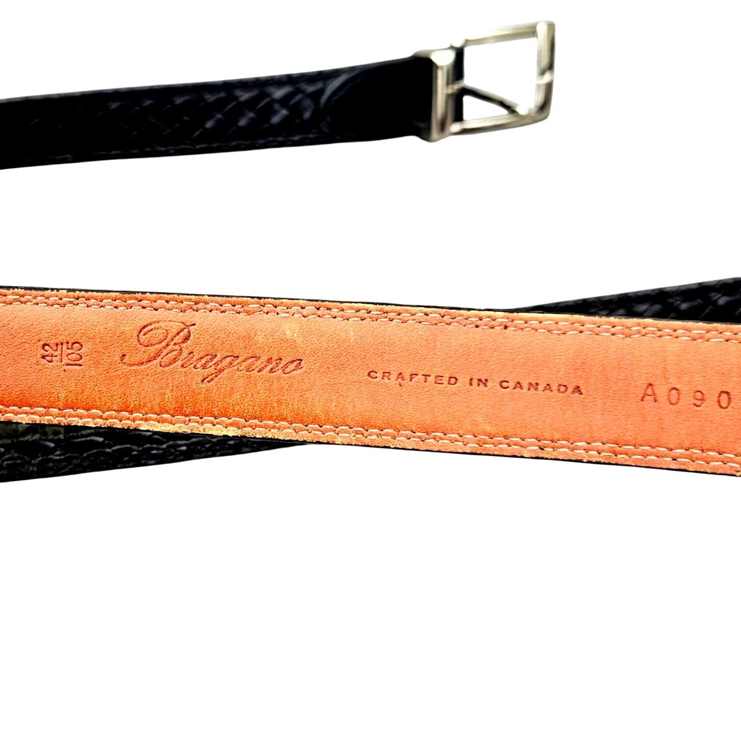 Bragano Bragano Black Woven Leather Belt Mens Made in Canada XL 41–4 Size 42 - 5 Thumbnail