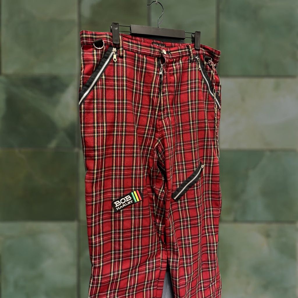 Vintage VINTAGE Morbid Threads Pants Punk Plaid Red Size 38 Mens Y2K Raver Cargo Size US 38 / EU 54 - 1 Thumbnail