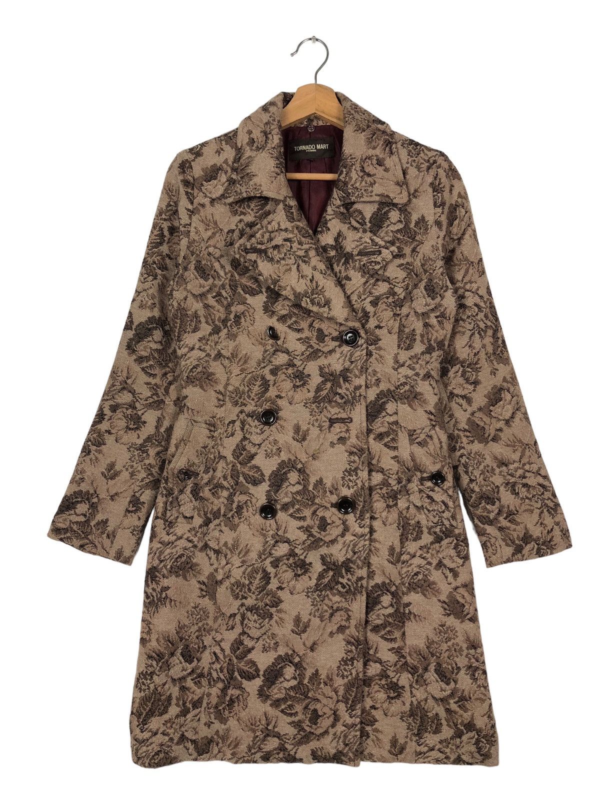 🔥Rich Brown - Double Breast Fly Coats Jacket Flower Over
