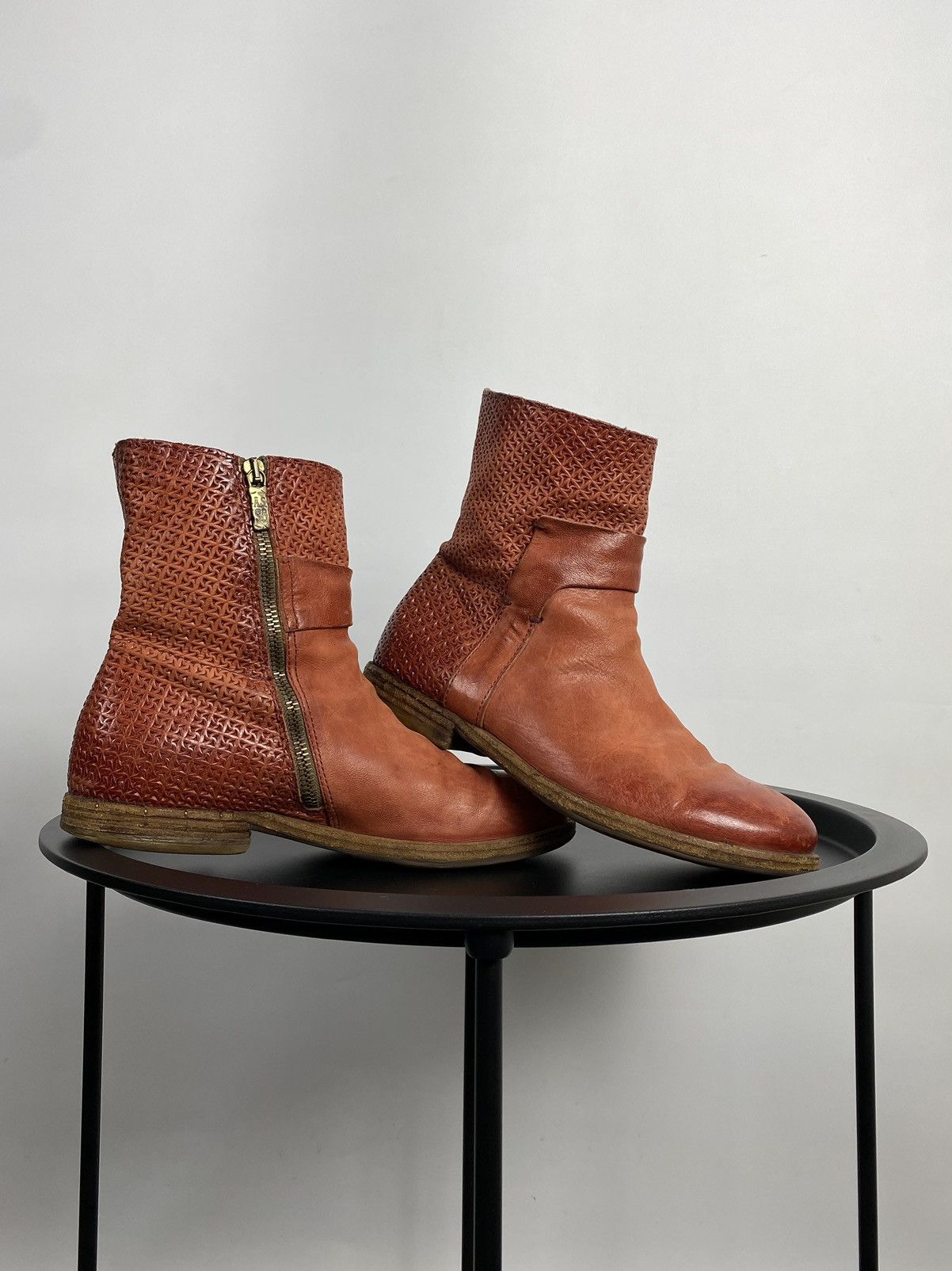 A.S.98 × If Six Was Nine × KMRii A.S.98 Biker Zip Boots Leather Y2K Red Shoes Size US 9 / IT 39 - 1 Thumbnail