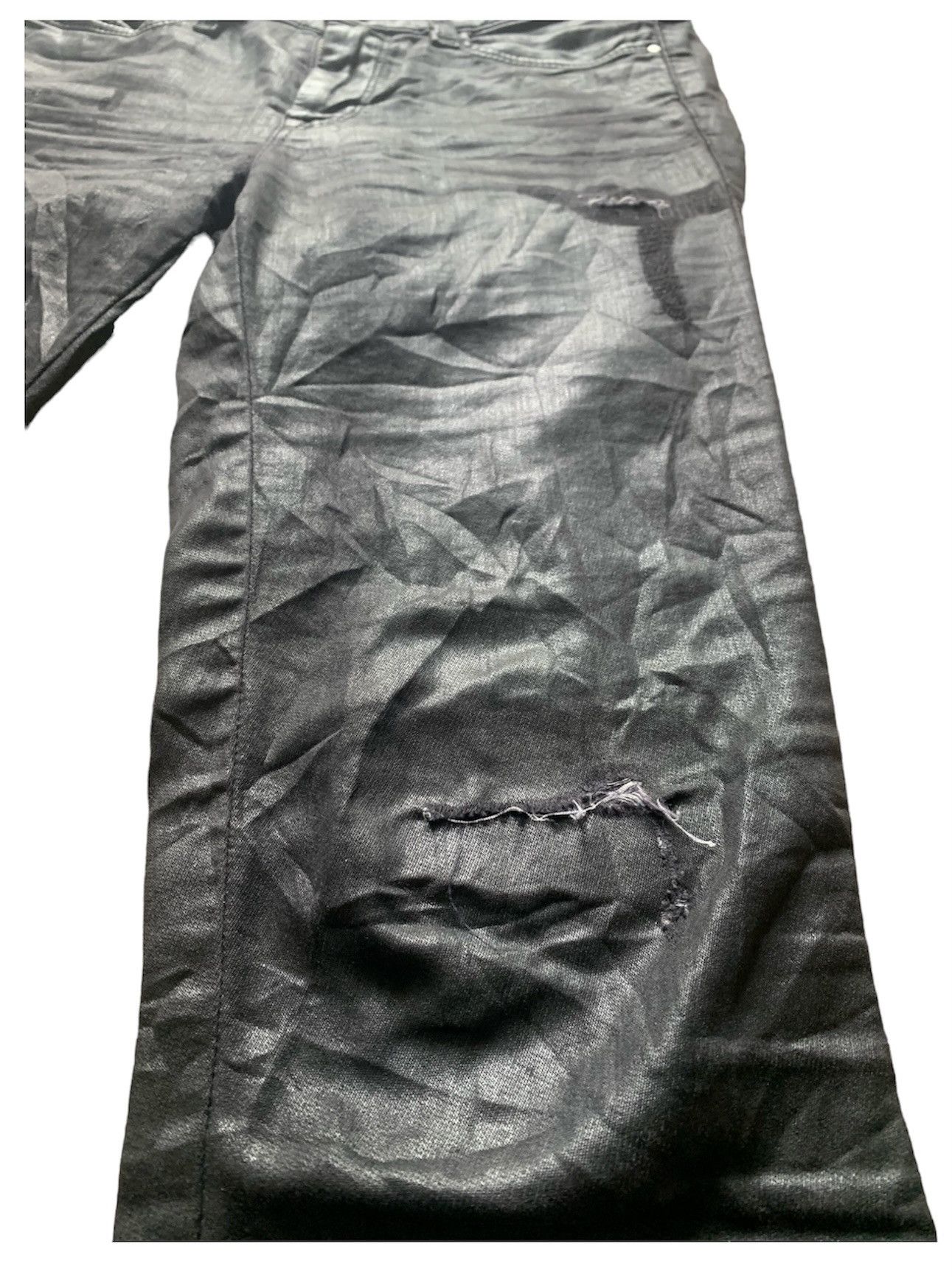 Diesel Black Gold DISTRESSED WAX DENIM COWHIDE LEATHER SLIM FIT Size US 30 / EU 46 - 6 Thumbnail