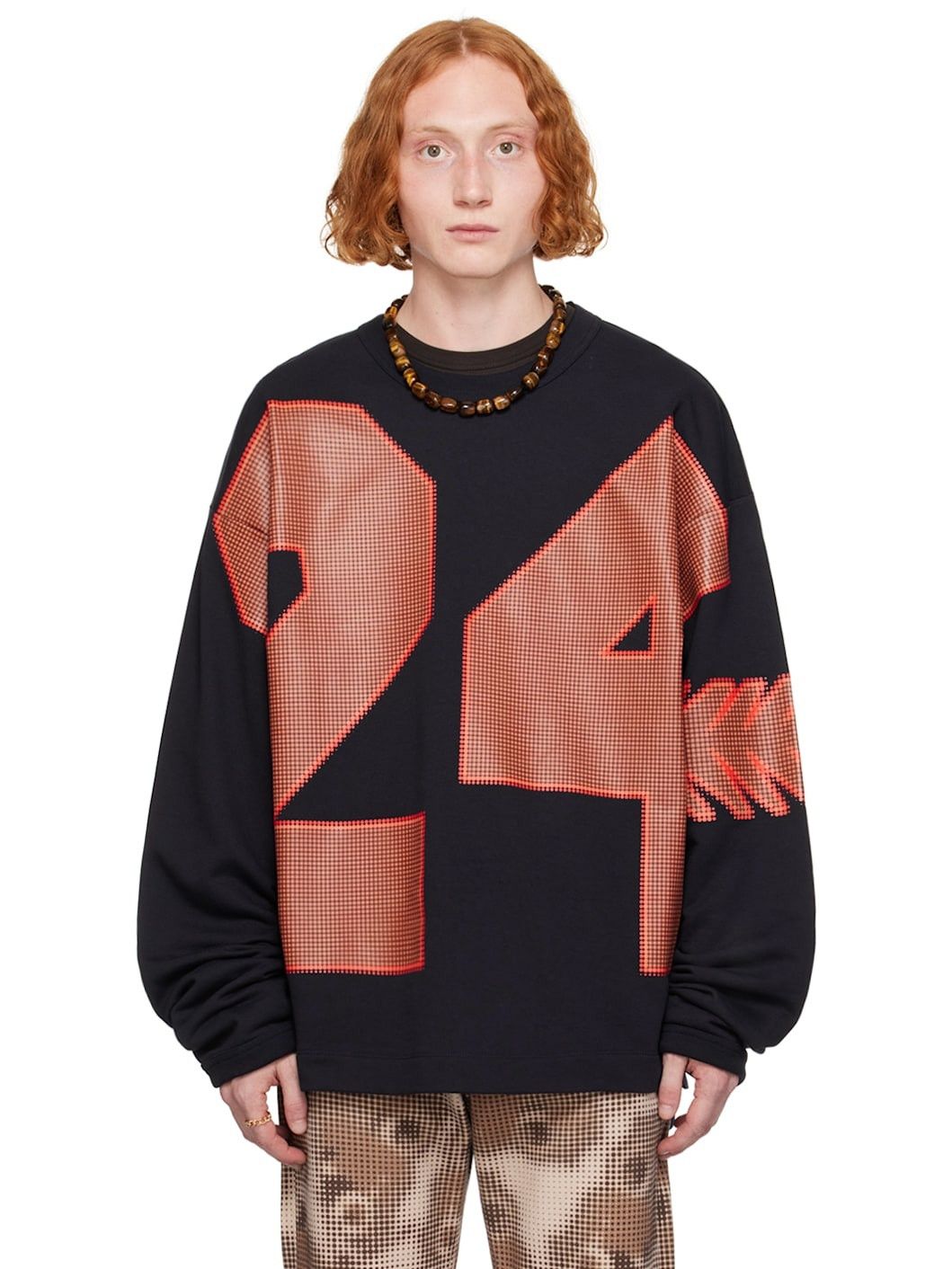 Dries Van Noten o1h1sh11224 Oversized Graphic Sweater in Navy Size US XL / EU 56 / 4 - 5 Thumbnail