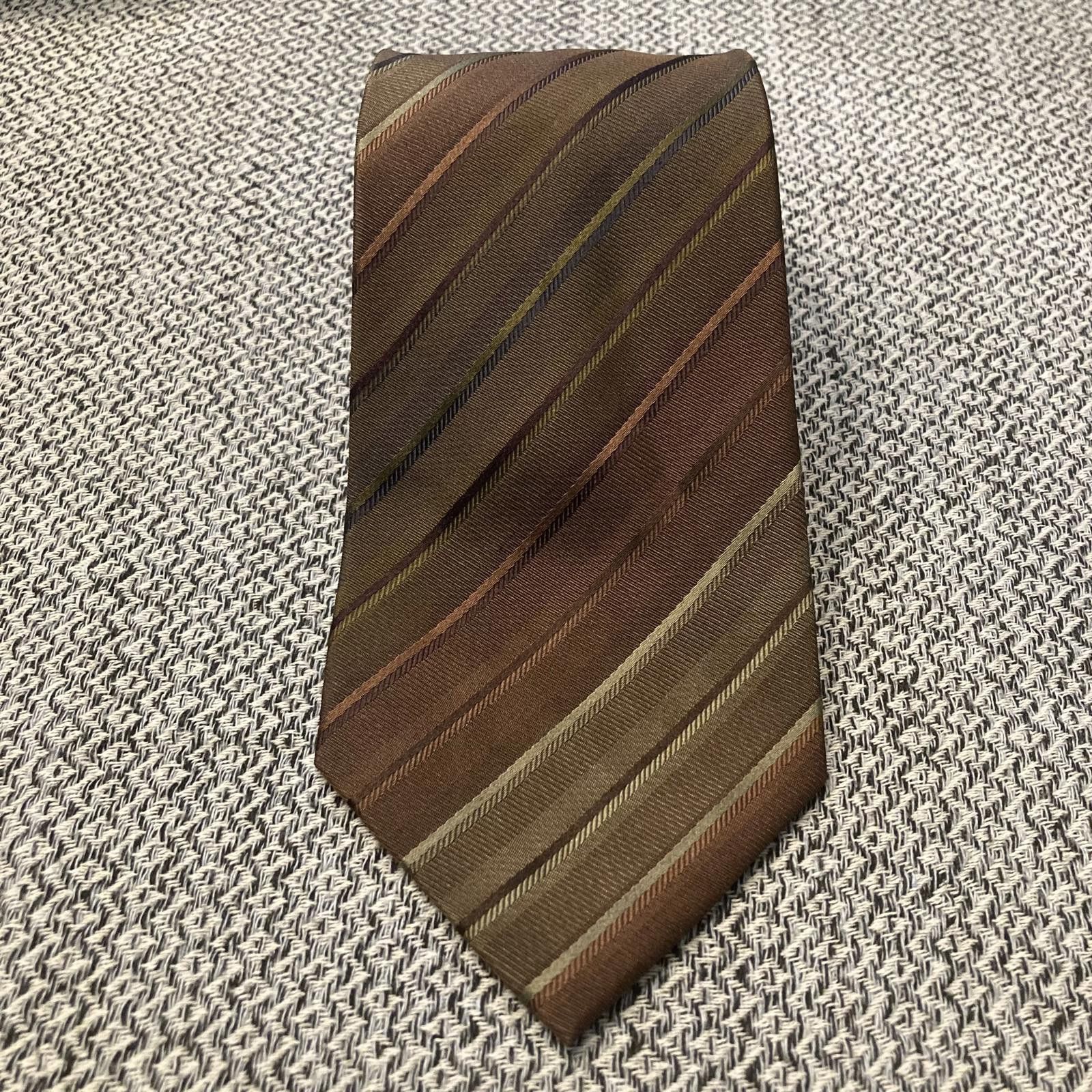 Alfani Alfani Brown Striped Silk Tie 60/4 Size ONE SIZE - 1 Thumbnail