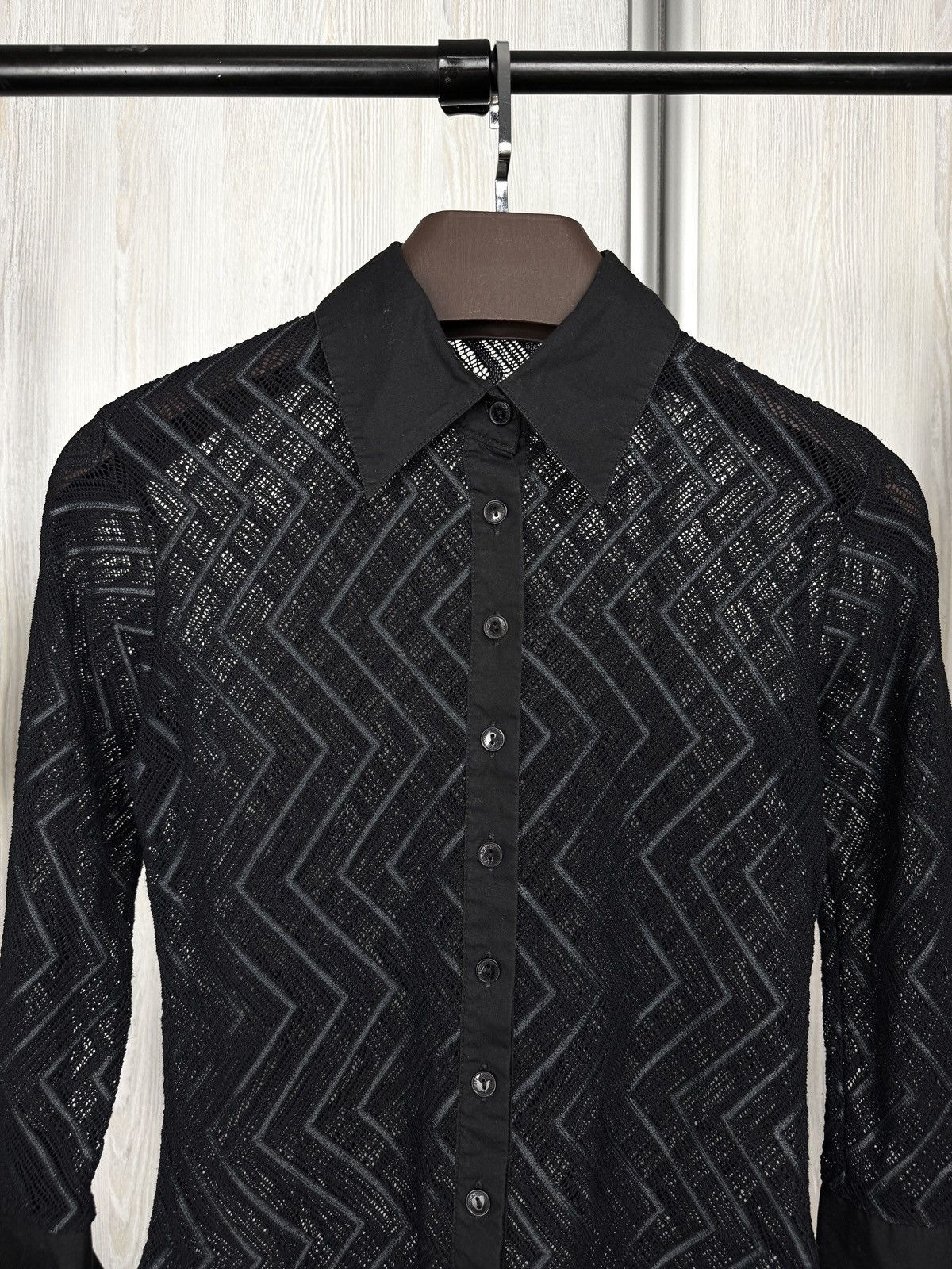 ANNE FONTAINE Anne Fontaine Paris black lace button up blouse luxury Size S / US 4 / IT 40 - 3 Thumbnail