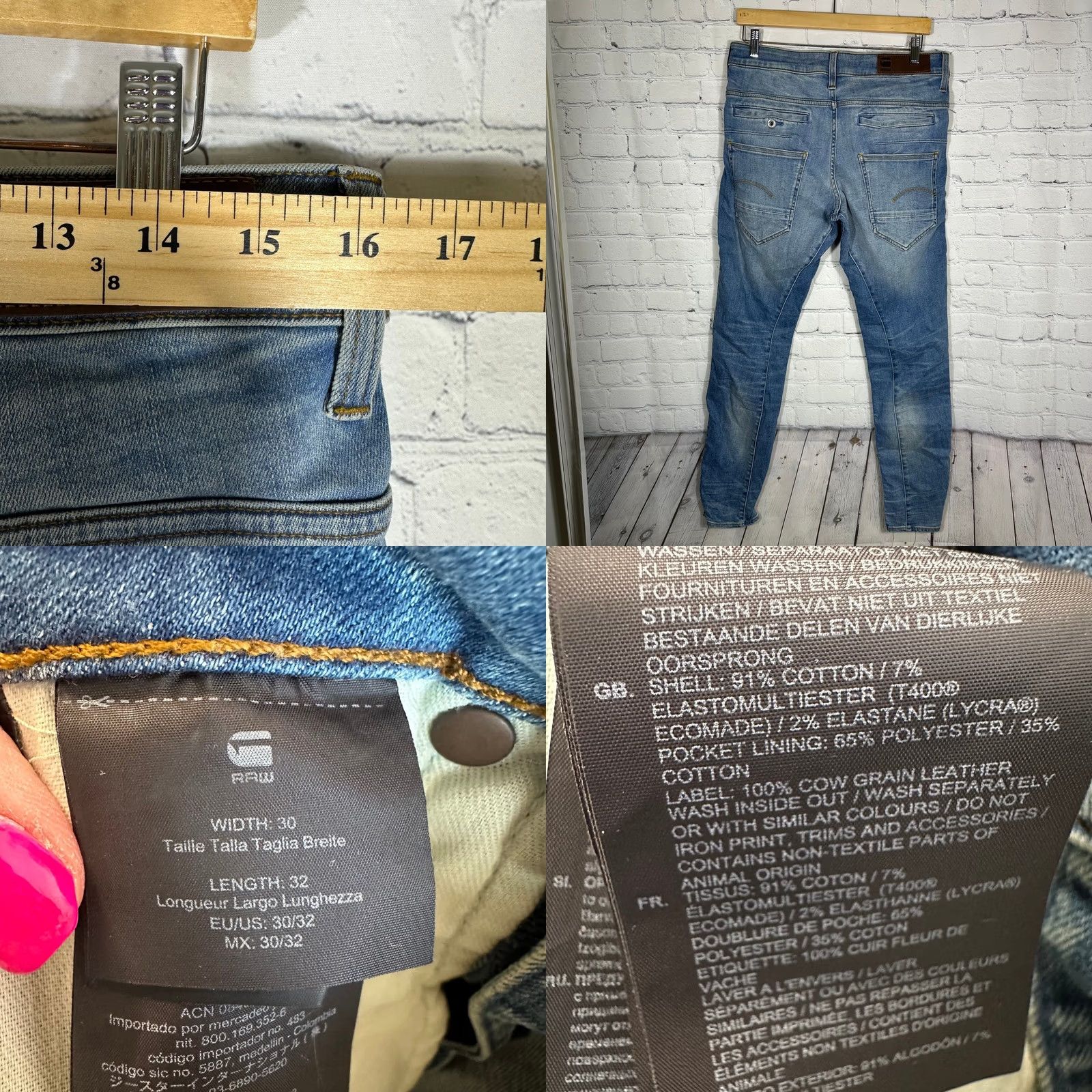 Vintage G-Star RAW Mens Slim Tapered Jeans Medium Blue Denim Size 32 Inseam 31 Mens Womens Size US 32 / EU 48 - 8 Thumbnail