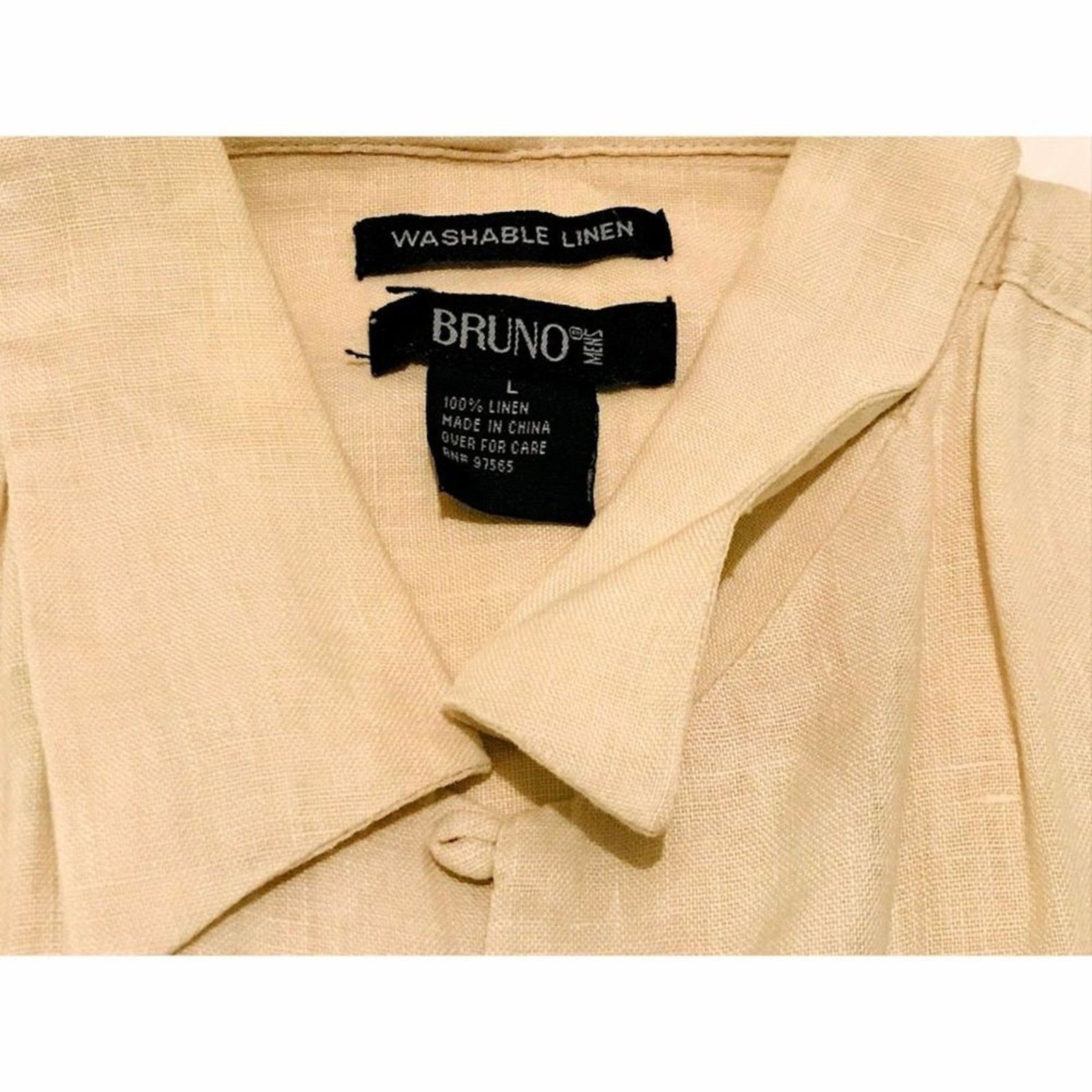 Other Vintage Bruno Italy Men`s Shirt 100% Linen Beige Size L Size US L / EU 52-54 / 3 - 3 Thumbnail