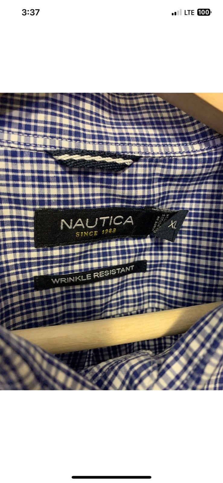 Nautica Nautica mens sz XL button shirt wrinkle resistant blue plaid Size US XL / EU 56 / 4 - 2 Thumbnail