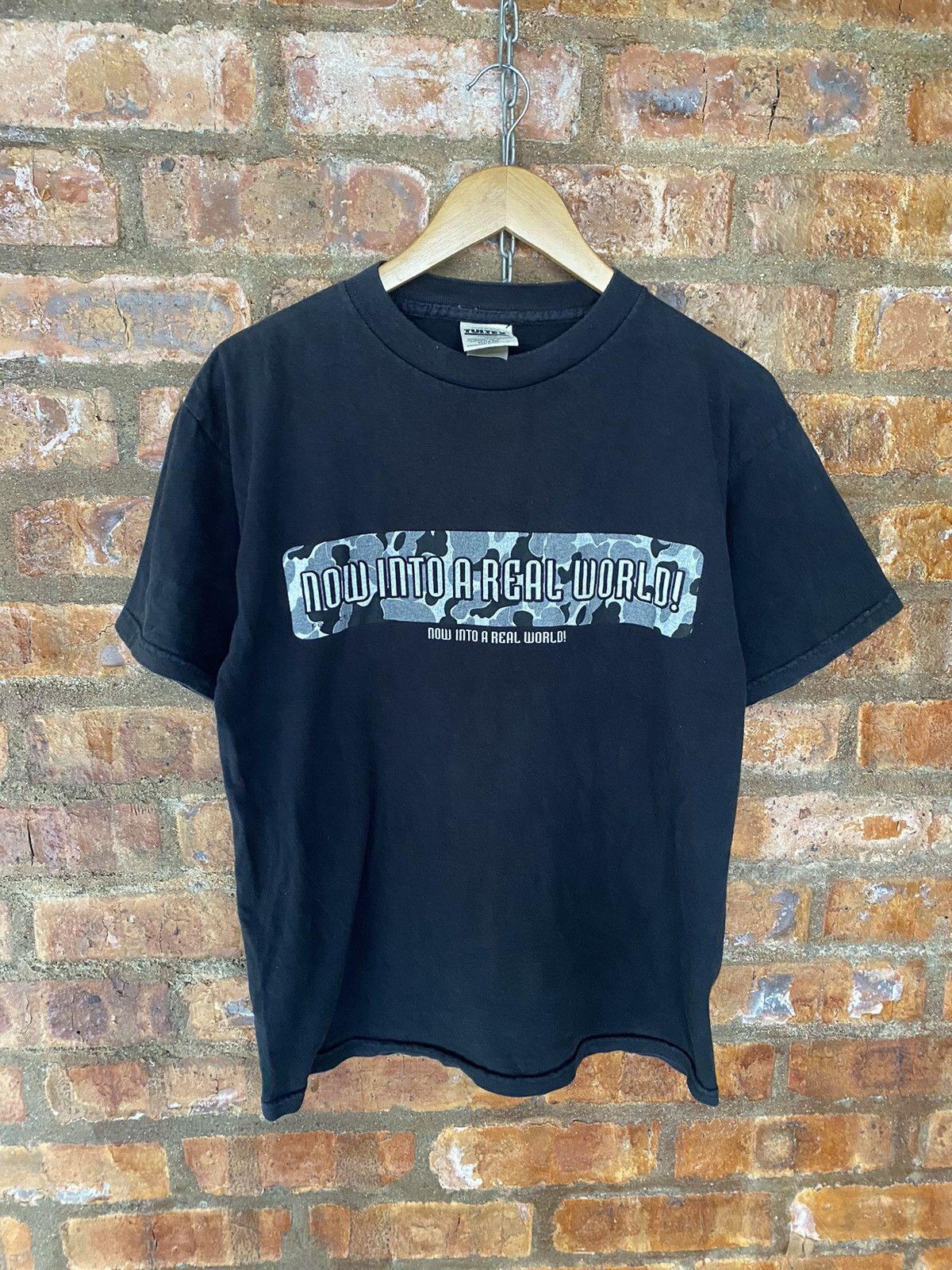 Japanese Brand 1990s Anvil N4 Japan Now Into a real World camo tee Size US M / EU 48-50 / 2 - 2 Thumbnail