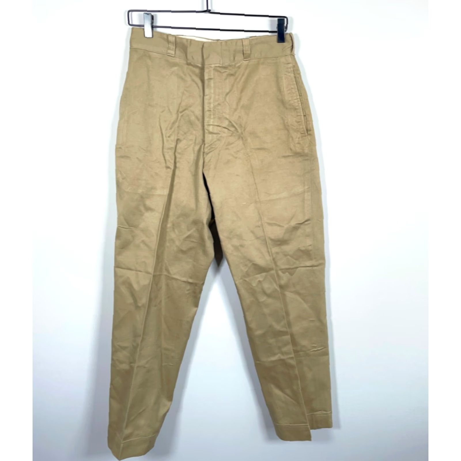 Vintage VINTAGE Tennessee Overall Co. Army Chino Pants Men 28x28 Beige 70s US Military 8.2 oz. Uniform Twill Cotton Straight Front Zip Plaid Pockets Size US 28 / EU 44 - 2 Thumbnail