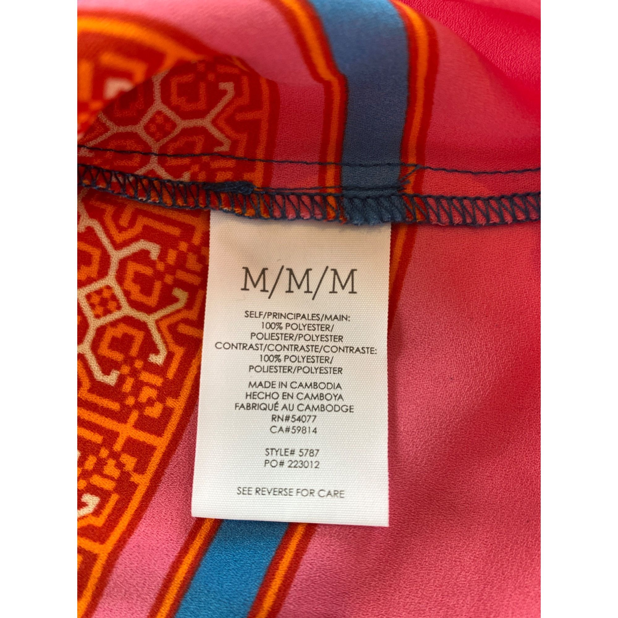 Designer CAbi Shoulder Tie Top Tunic #5787 Nomad Multicolor Print Wom Size M / US 6-8 / IT 42-44 - 8 Thumbnail