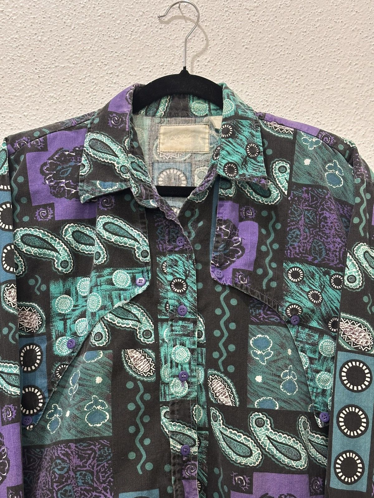 Other Vintage 80s Women’s Western Shirt Abstract Paisley Button Up Size XL / US 12-14 / IT 48-50 - 3 Thumbnail