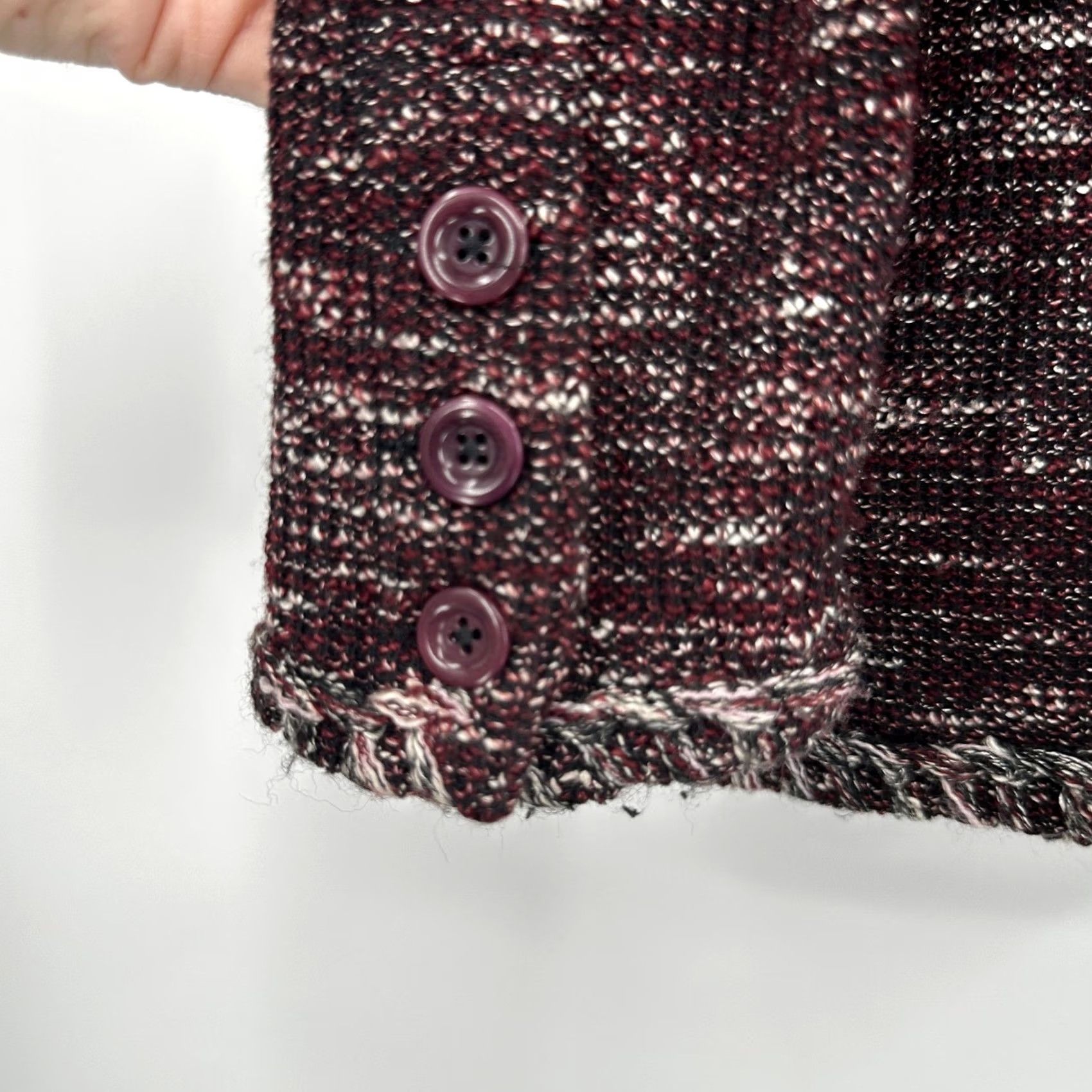 Brooks Brothers Brooks Brothers Womens XS Burgundy Tweed Blazer Jacket Marled Knit Fringe Trim Size XS / US 0-2 / IT 36-38 - 7 Thumbnail
