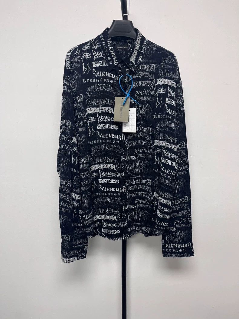 Balenciaga Balenciaga Dragon Graffiti Print Shirt Jacket-yf Size US M / EU 48-50 / 2 - 1 Thumbnail