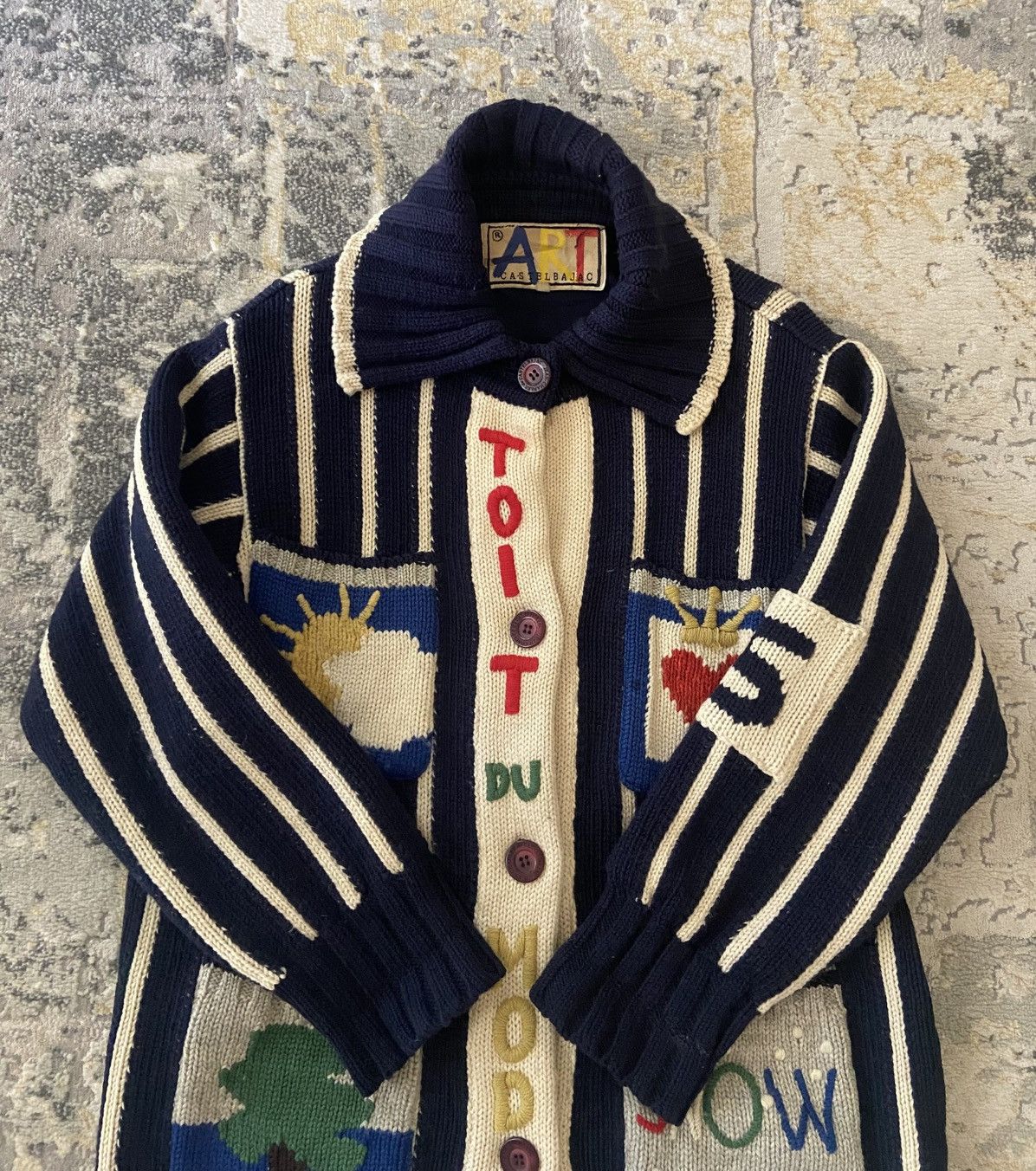 Jean Charles De Castelbajac VINTAGE JEAN CHARLES DE CASTEL BAJAC ART CABLE KNIT JACKET Size US L / EU 52-54 / 3 - 2 Thumbnail