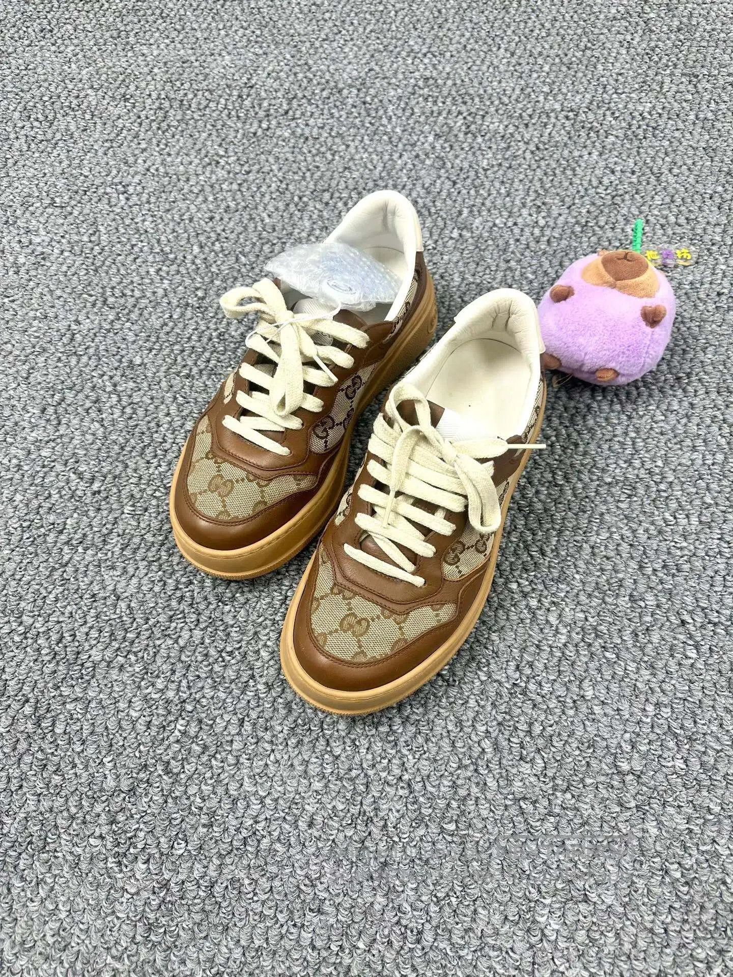 Gucci Guicci Brown Double G Monogrammed Biscuit Shoes| Size US 7 / IT 37 - 1 Thumbnail