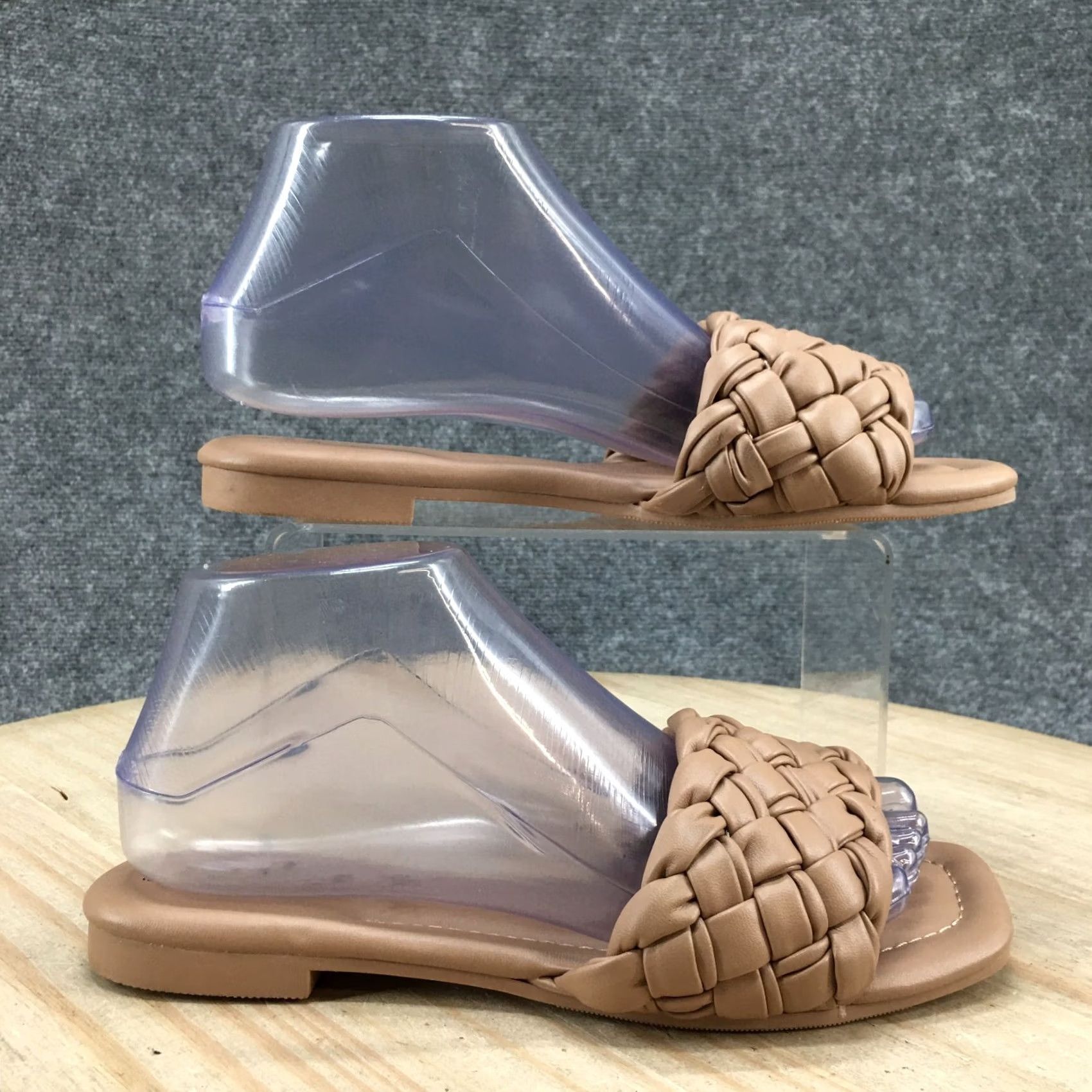 Vintage A New Day Sandals Womens 7 Casual Slip On Braided Flats Slide Brown Faux Leather Size US 7 / IT 37 - 2 Thumbnail